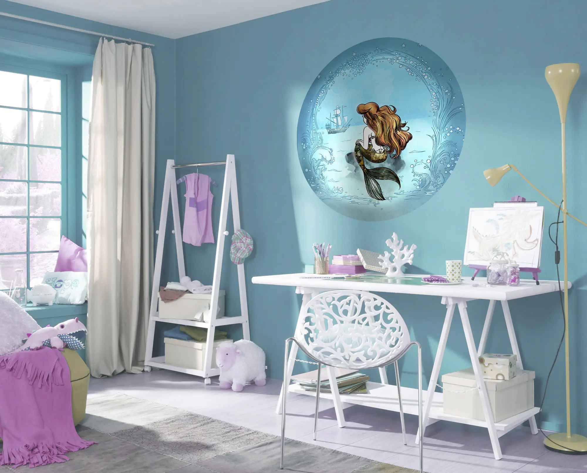 Komar Vlies Fototapete Dot Ariel Dreaming Ø 128 cm, selbstklebend