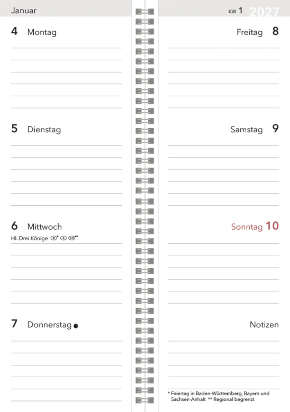 Korsch Tischkalender Großdruck im Hochformat 2027 