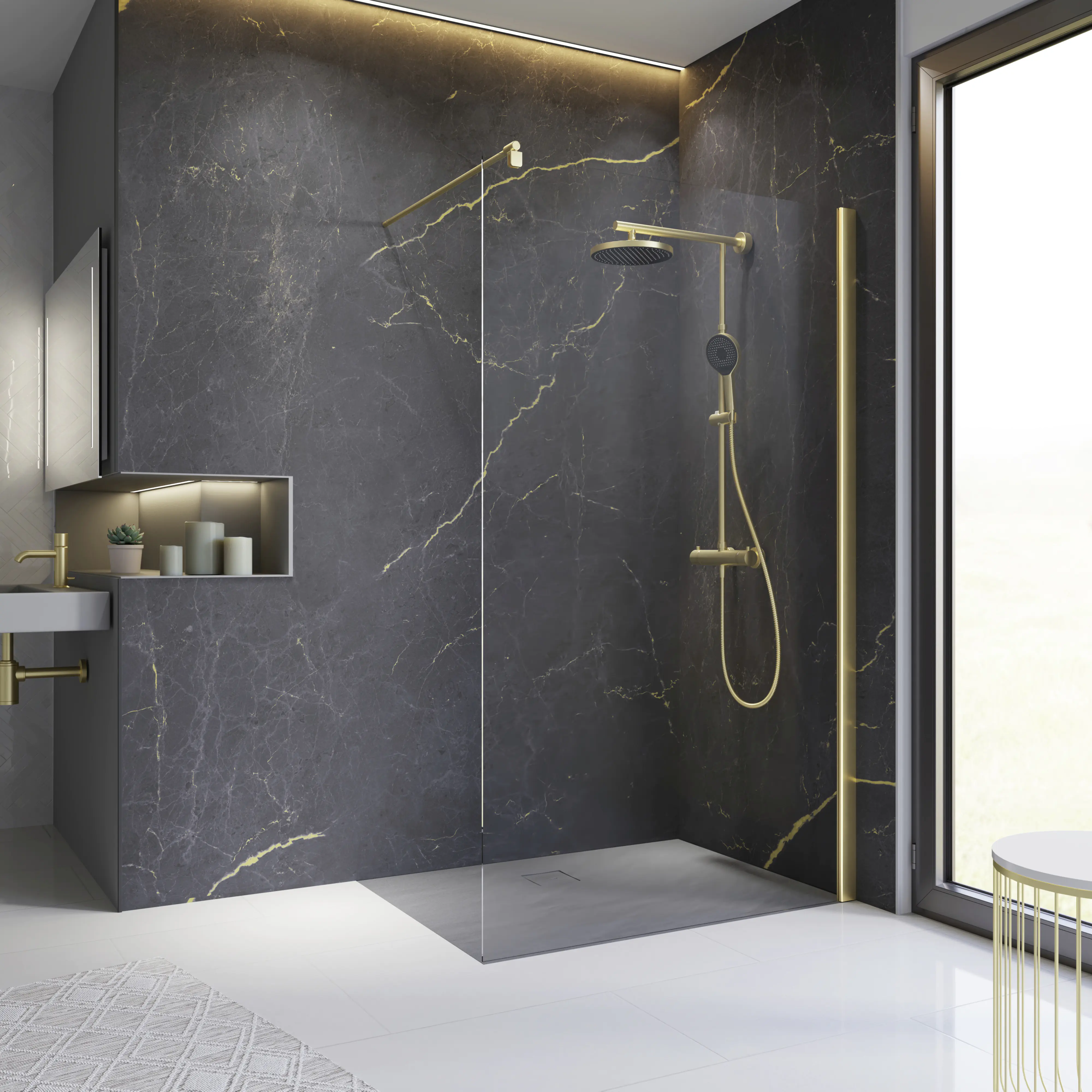 Schulte Walk In 100 x 200 cm Alexa Style 2.0 Goldoptik