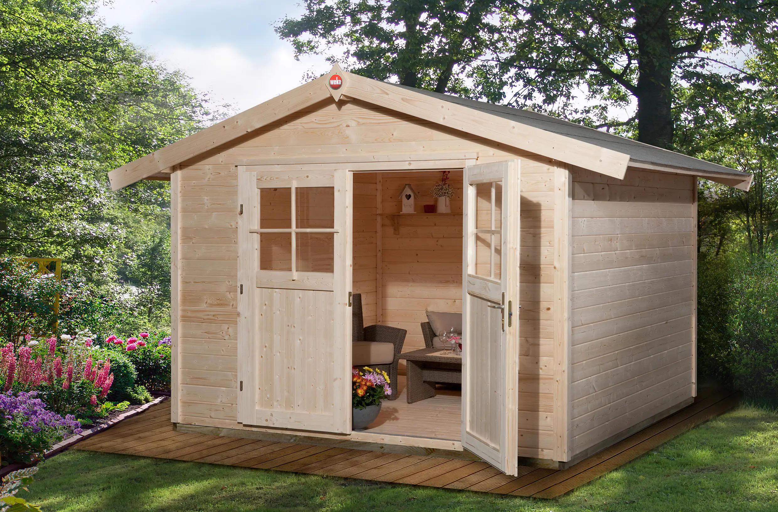 4004581426828 Weka Gartenhaus Finn 300 x 205 cm natur