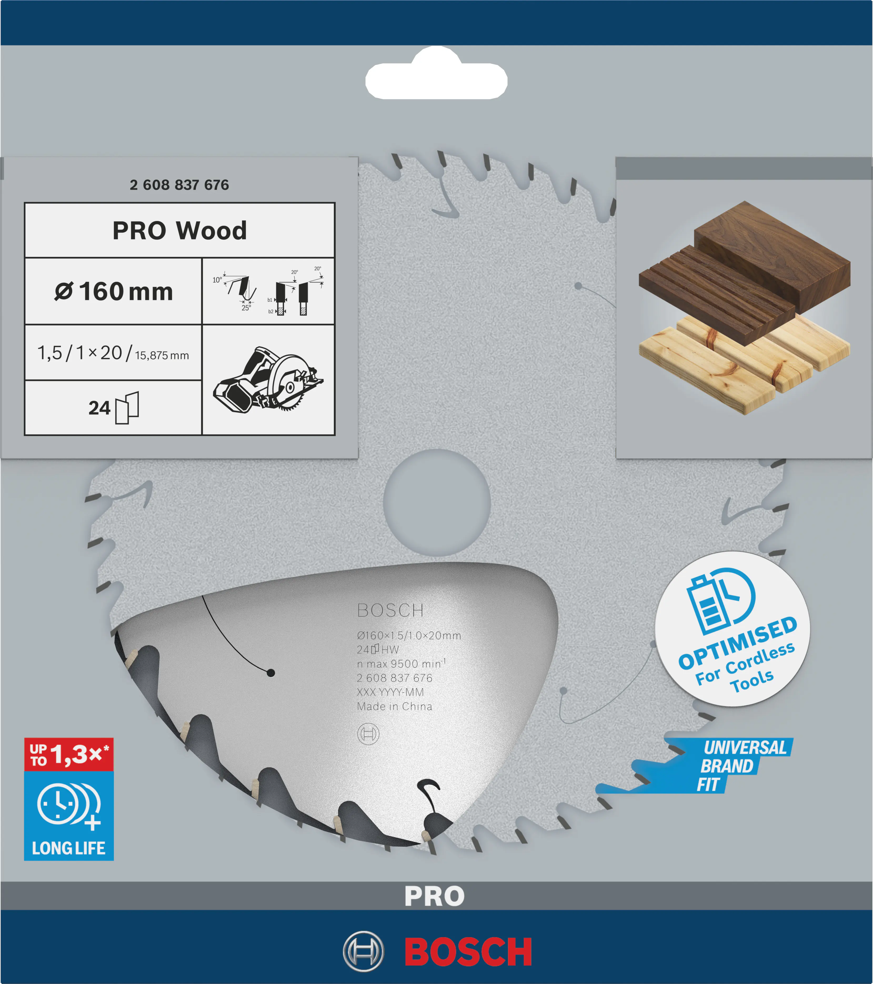 Bosch PRO Wood cordless Kreissägeblatt 160 x 1,5 x 20 mm T24 Bosch PRO Wood cordless Kreissägeblatt 160 x 1,5 x 20 mm T24