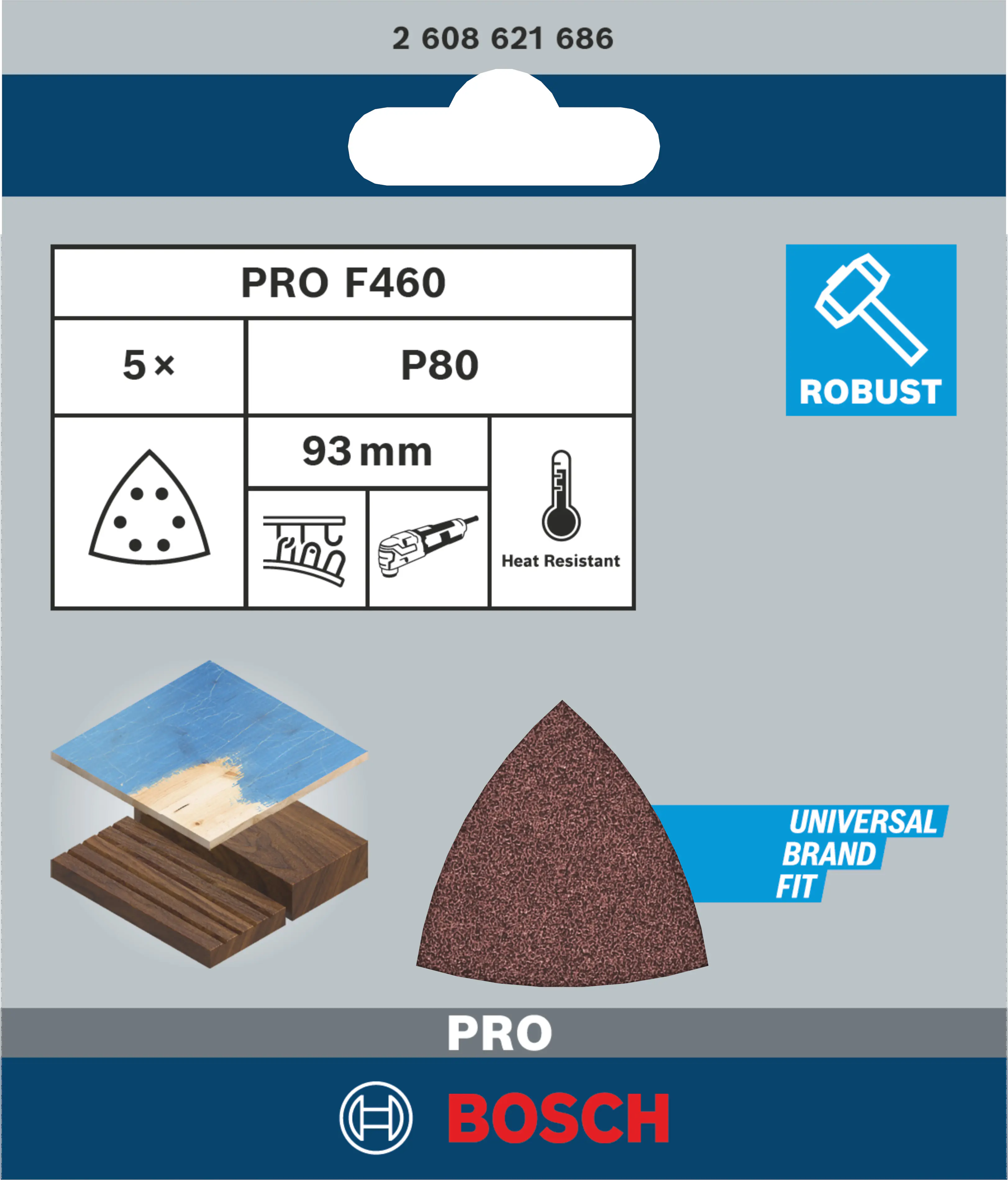 Bosch PRO F460 Schleifblatt 93 x 93 mm G80 5-teilig