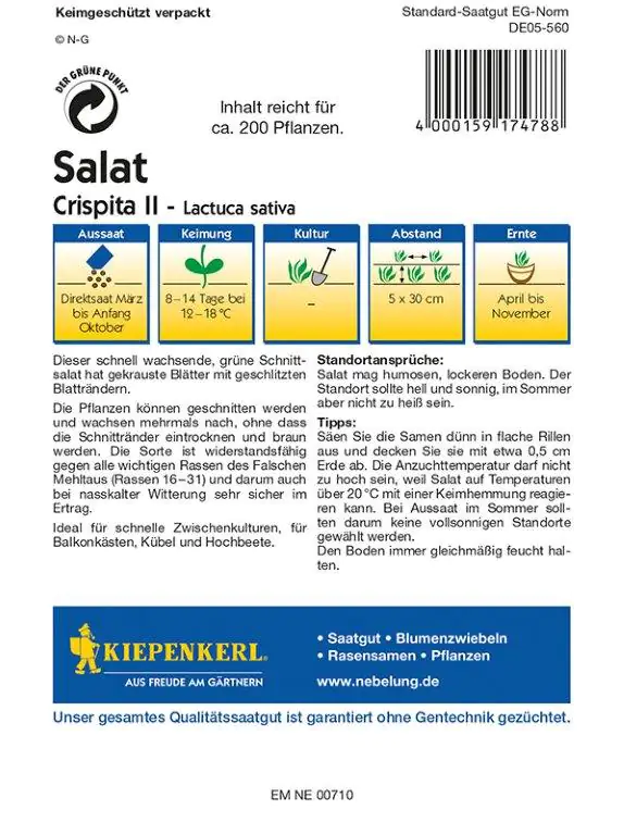Kiepenkerl Profi-Line Schnittsalat Crispita II Lactuca sativa var.crispa, Inhalt: ca. 200 Pflanzen Kiepenkerl Profi-Line Schnittsalat Crispita II Lactuca sativa var.crispa, Inhalt: ca. 200 Pflanzen