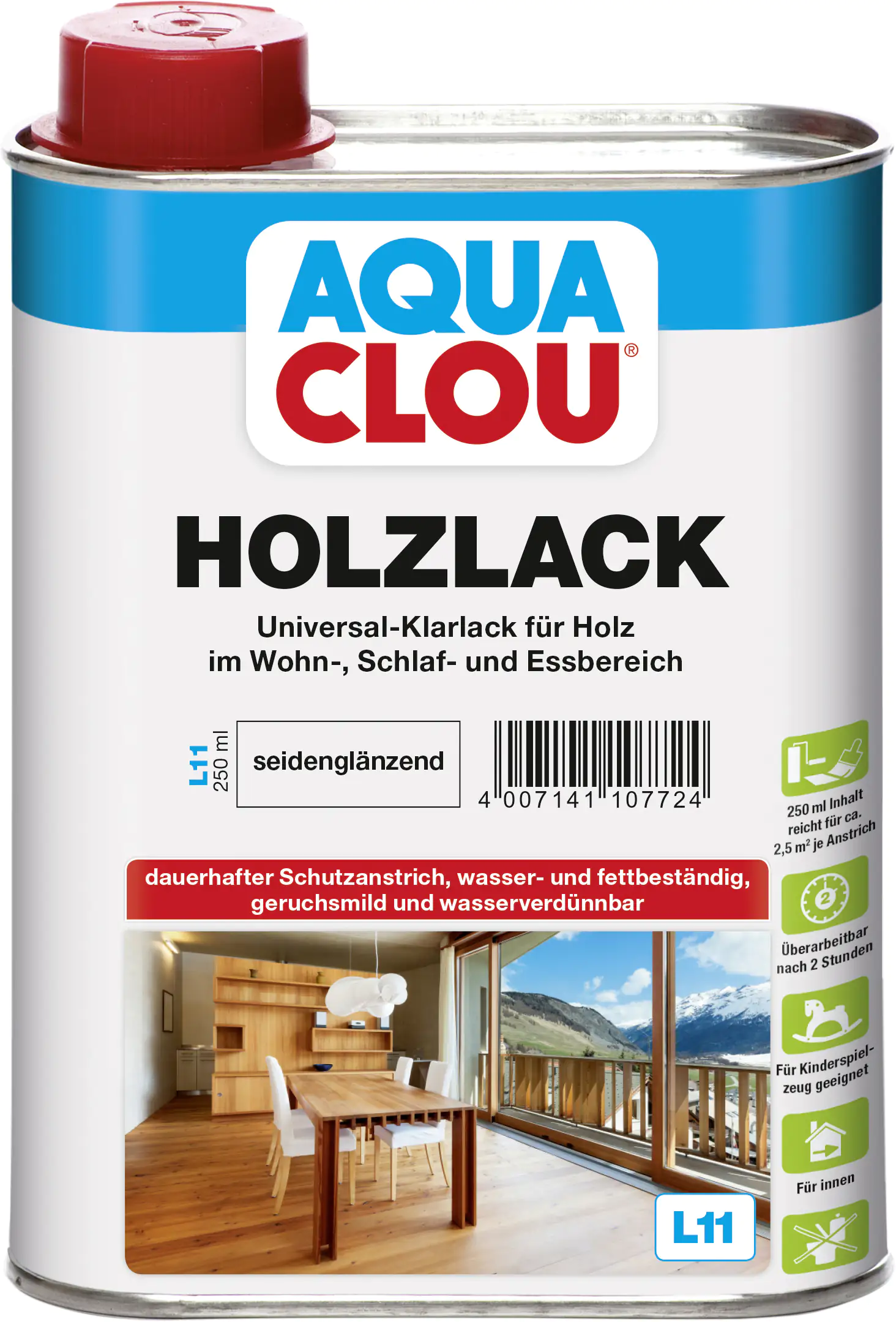 Aqua Clou Holzlack L11 250 ml seidenglänzend