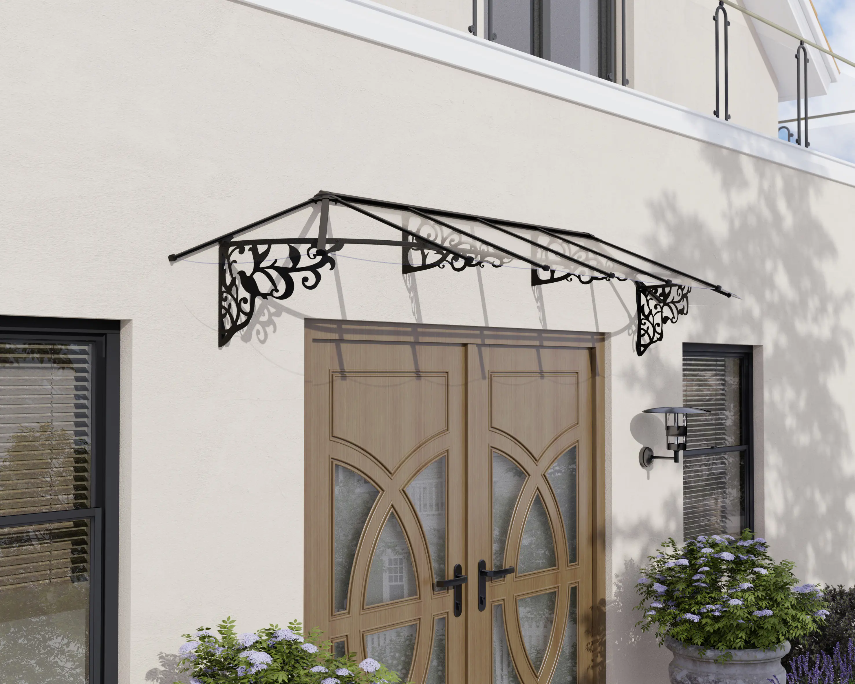 Canopia Vordach Lily 3600 Schwarz Alu 370 x  88 cm