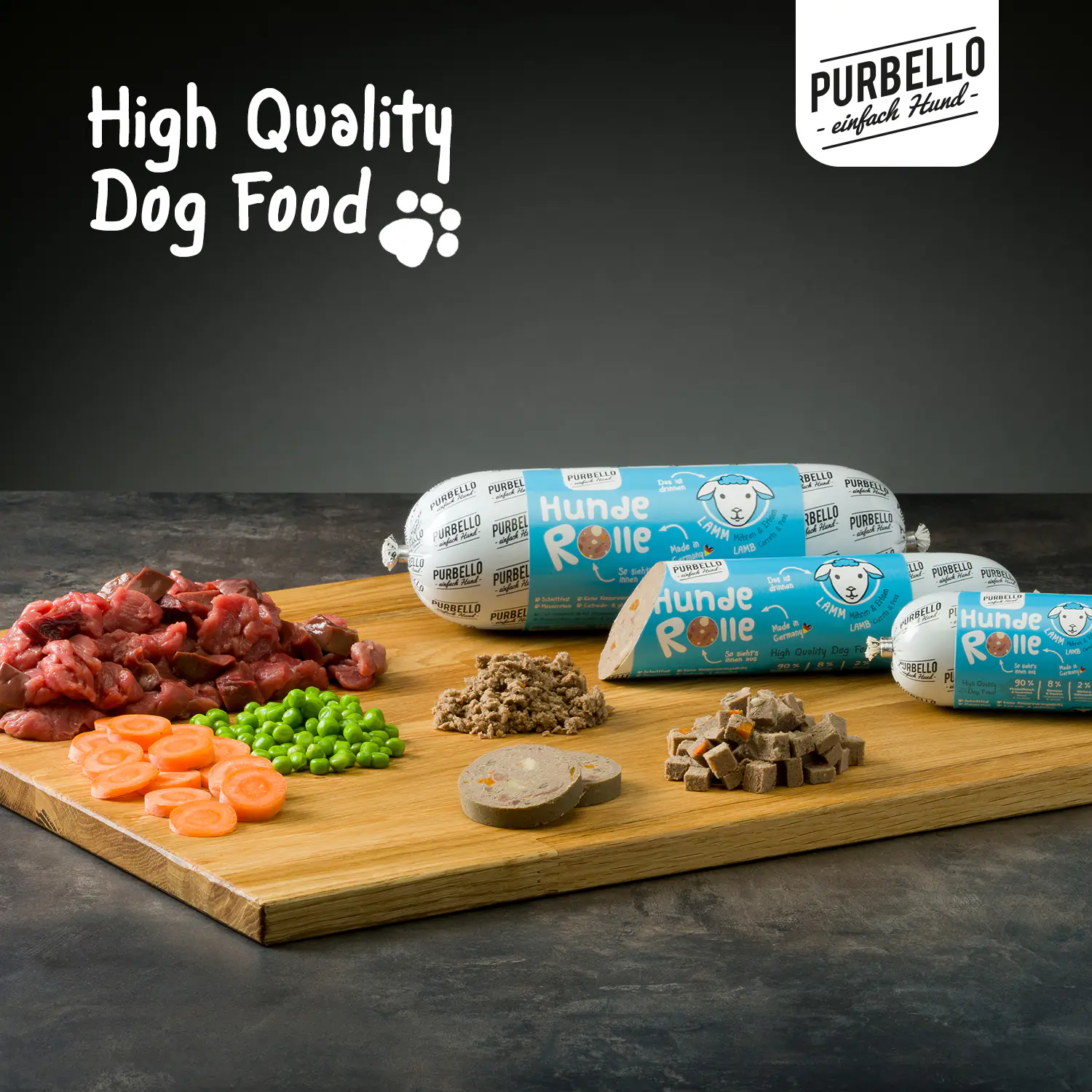 Purbello Hundefutter Rolle Adult getreidefrei 400 g Lamm
