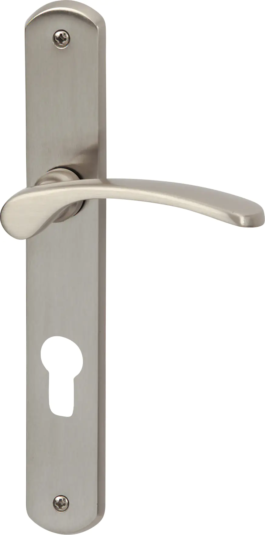 Alpertec PZ-Langschildgarnitur Amos Messing silber abgerundet