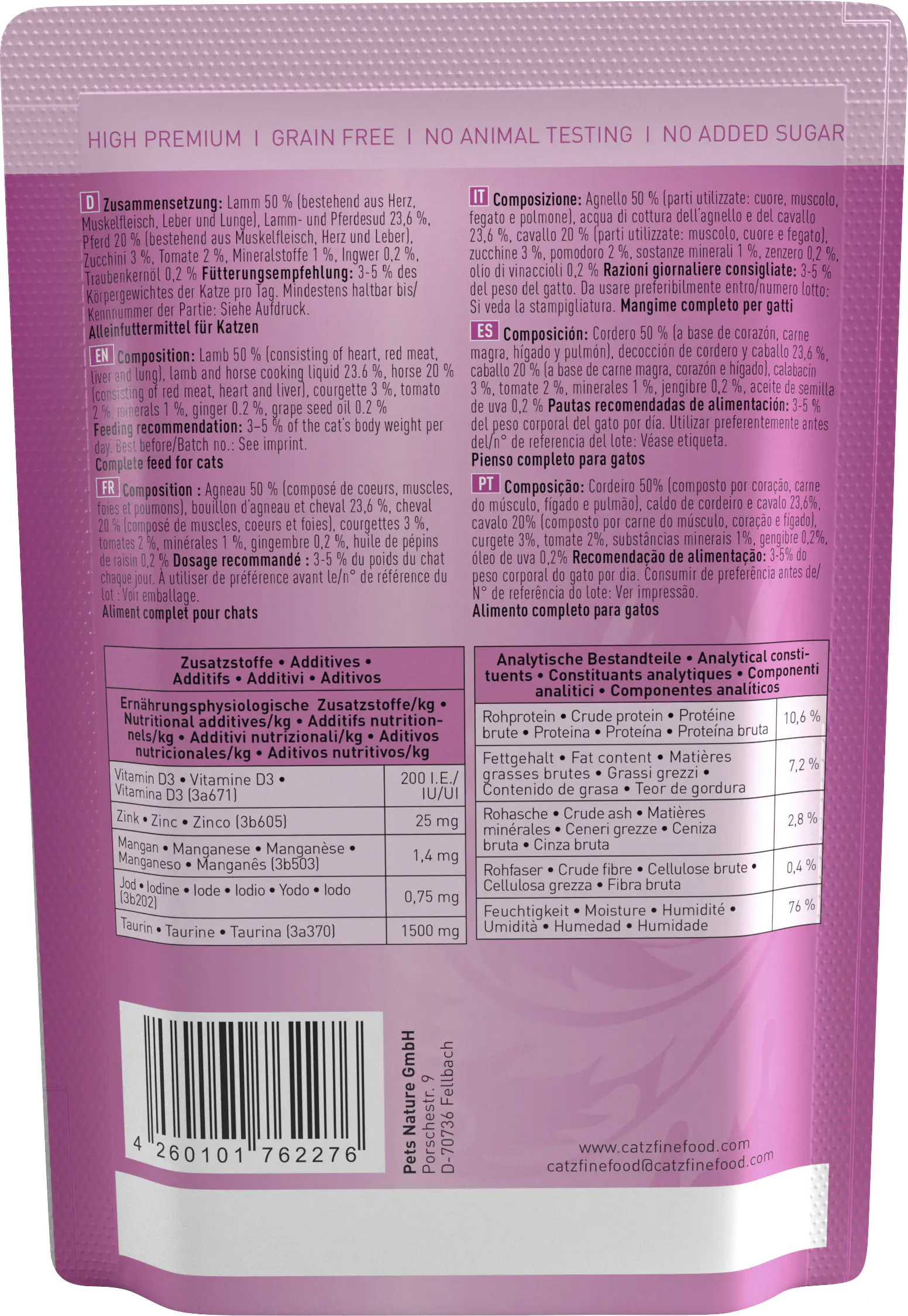 Catz Finefood Katzenfutter Classic No. 19 Lamm & Pferd 85 g