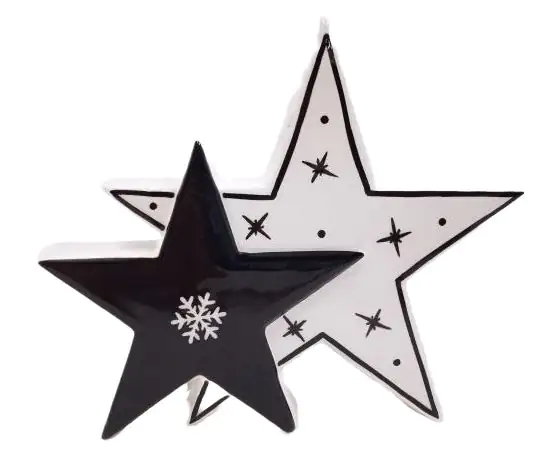 TrendLine Dekofigur Keramik Stern 14 x 12 cm schwarz-weiß