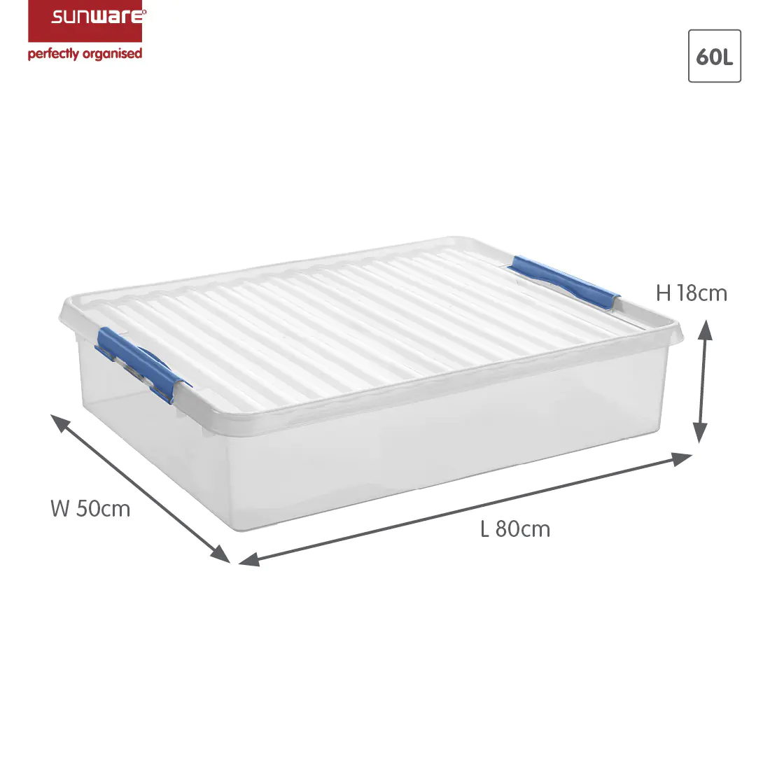 Sunware Aufbewahrungsbox Q-line 60L transparent blau 80 x 50 x 18 cm
