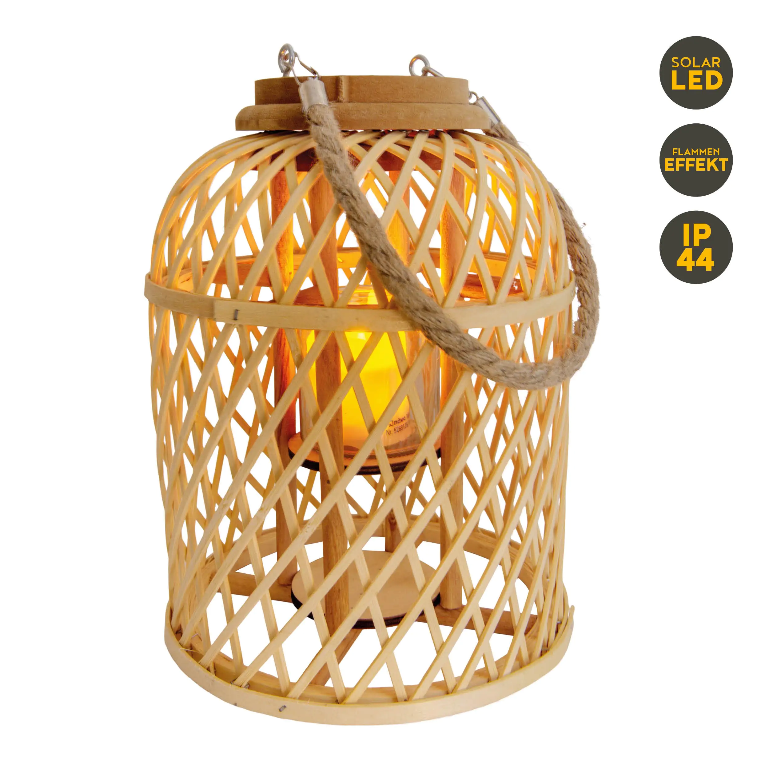 Light & More LED Dekoleuchte Korb hell mit Kerze mit Flammeneffekt 29 x 23 cm