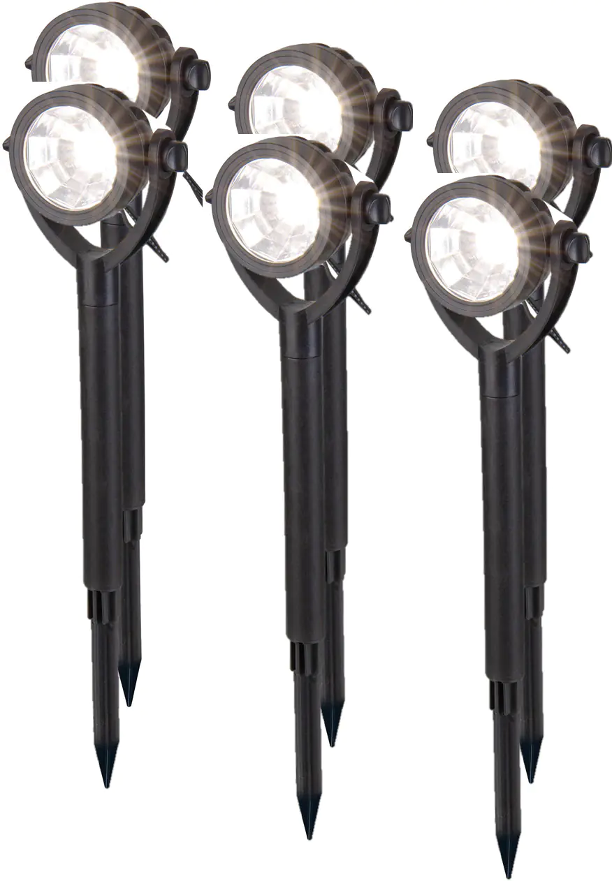 Light & More LED Solarleuchte Erdspieß 6er Set schwarz