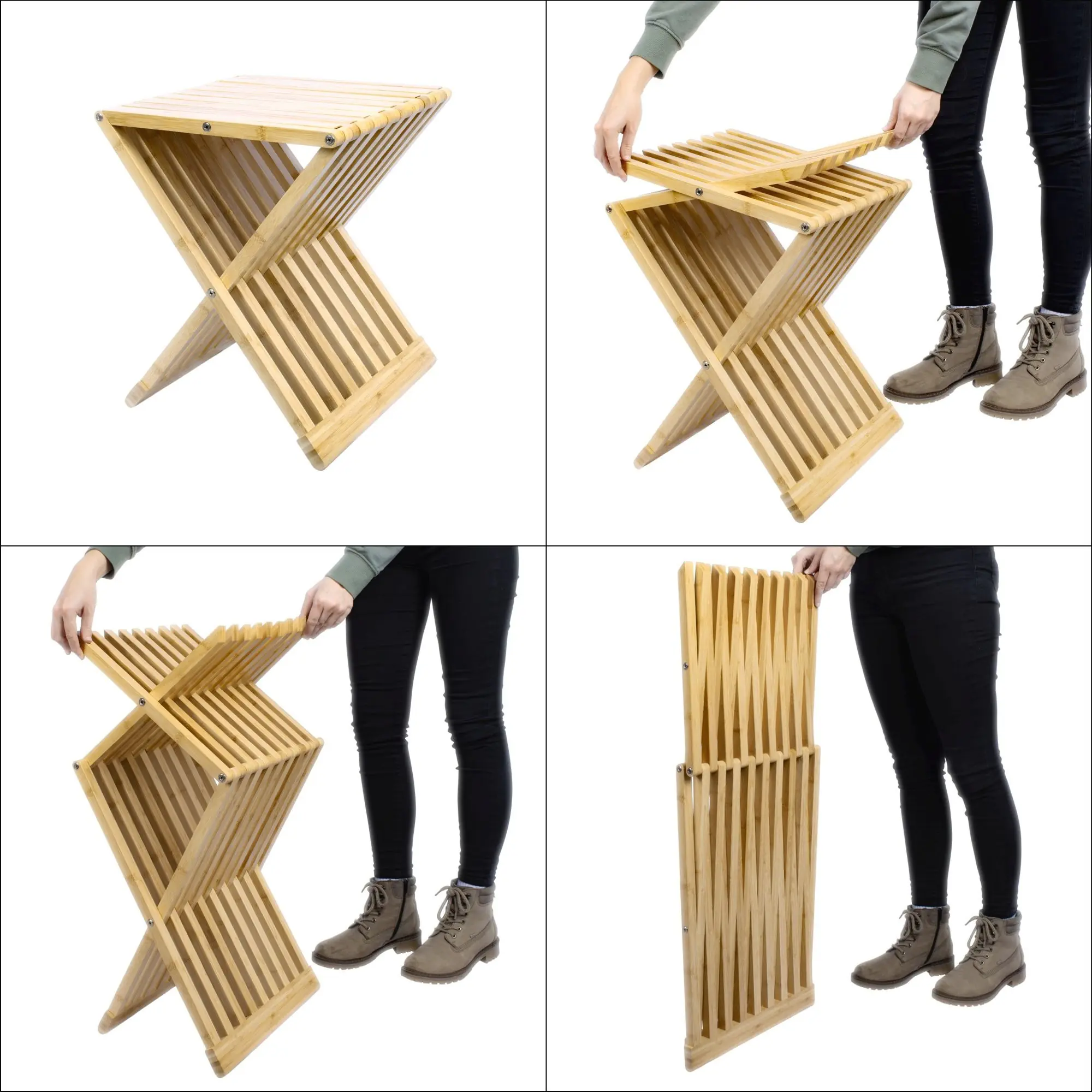 Schulte Badhocker aus Bambus klappbar 39 x 38 x 44 cm