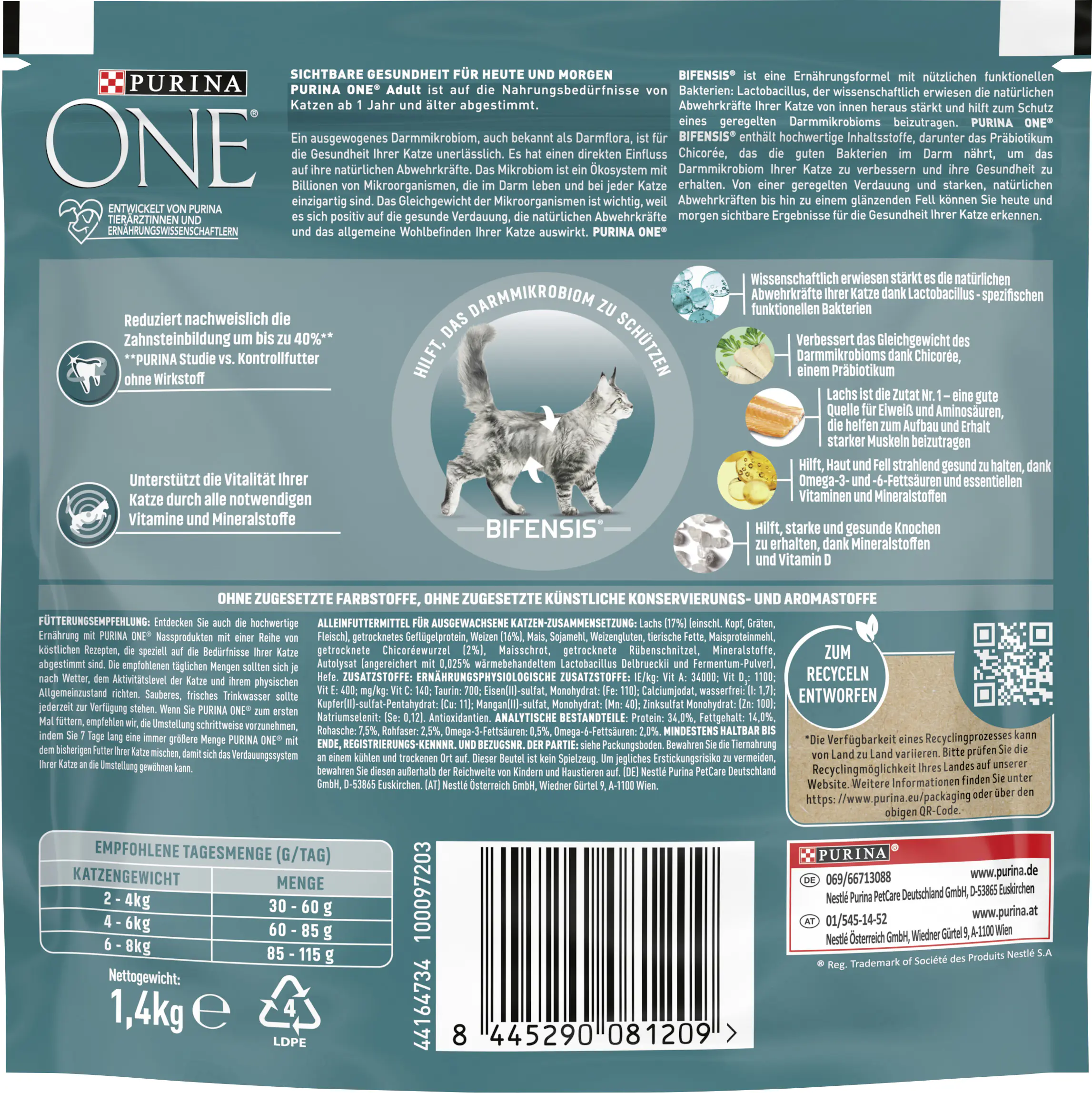 Purina One Katzenfutter Adult reich an Lachs 1,4 kg