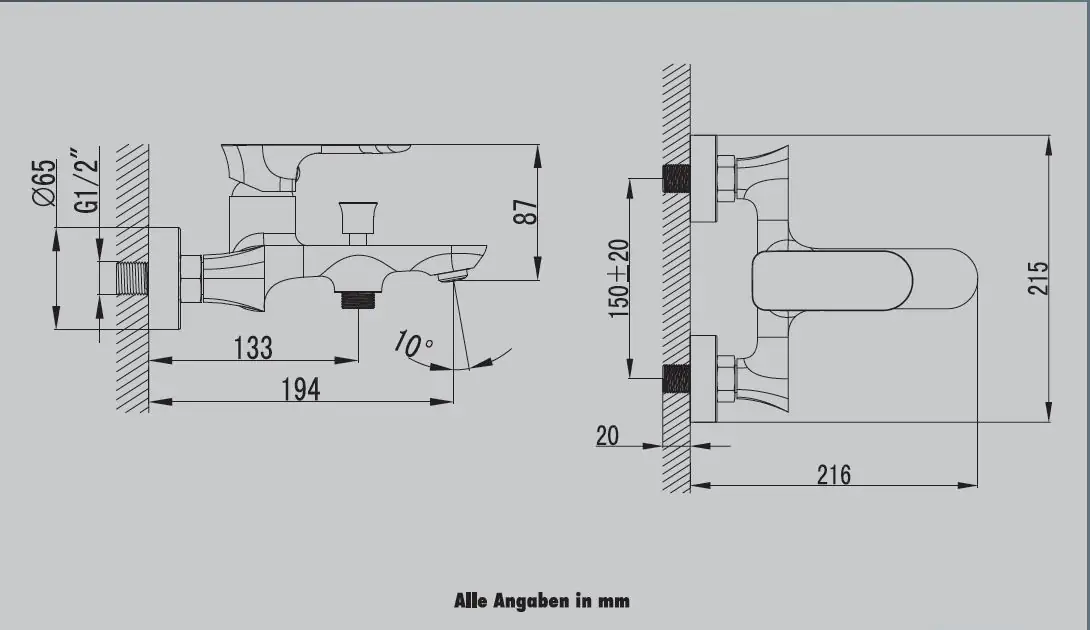 Primaster Badewannenarmatur Mainz verchromt