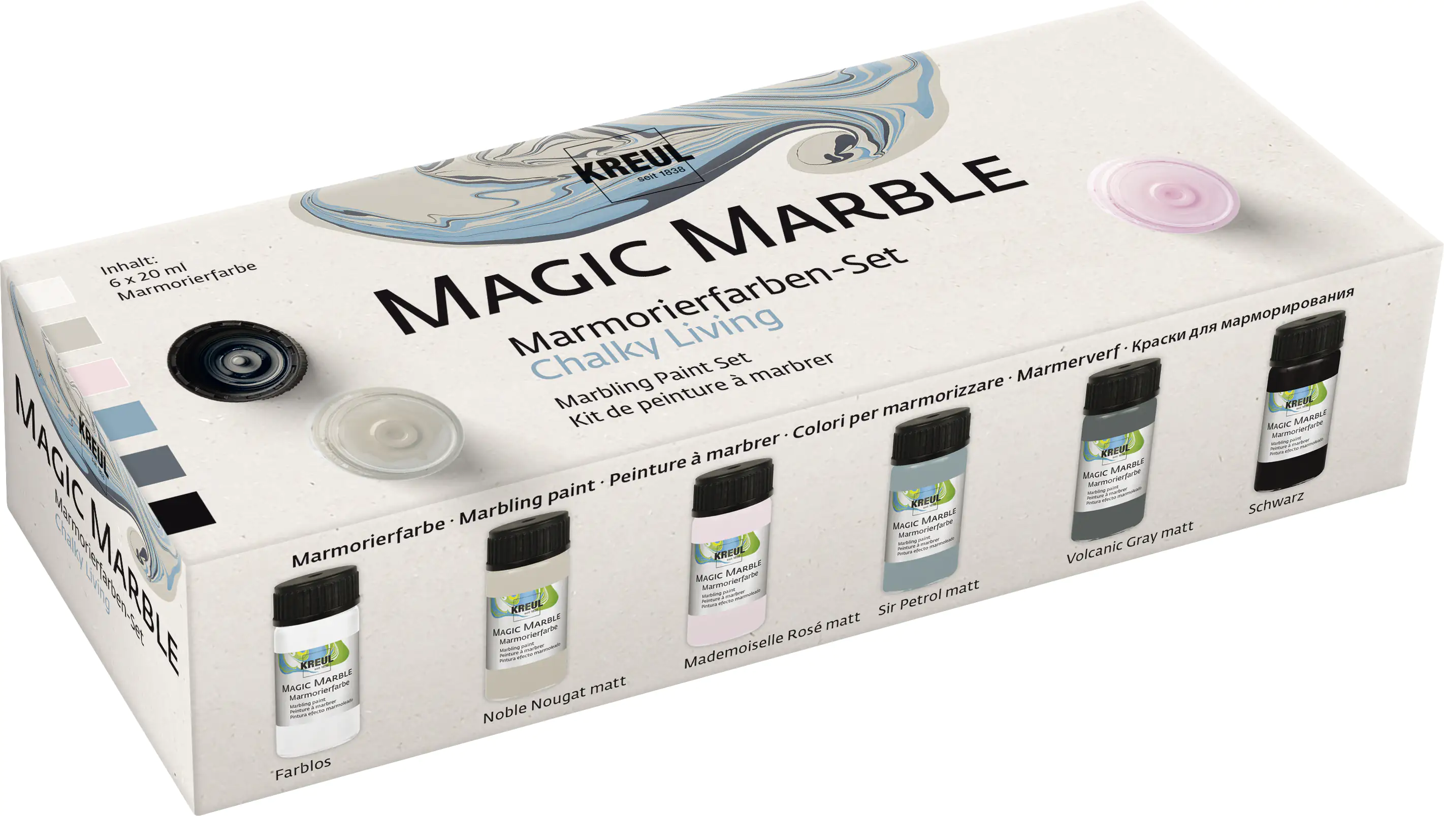 Kreul Magic Marble Marmorierfarben Chalky Living Set 6 x 20 ml