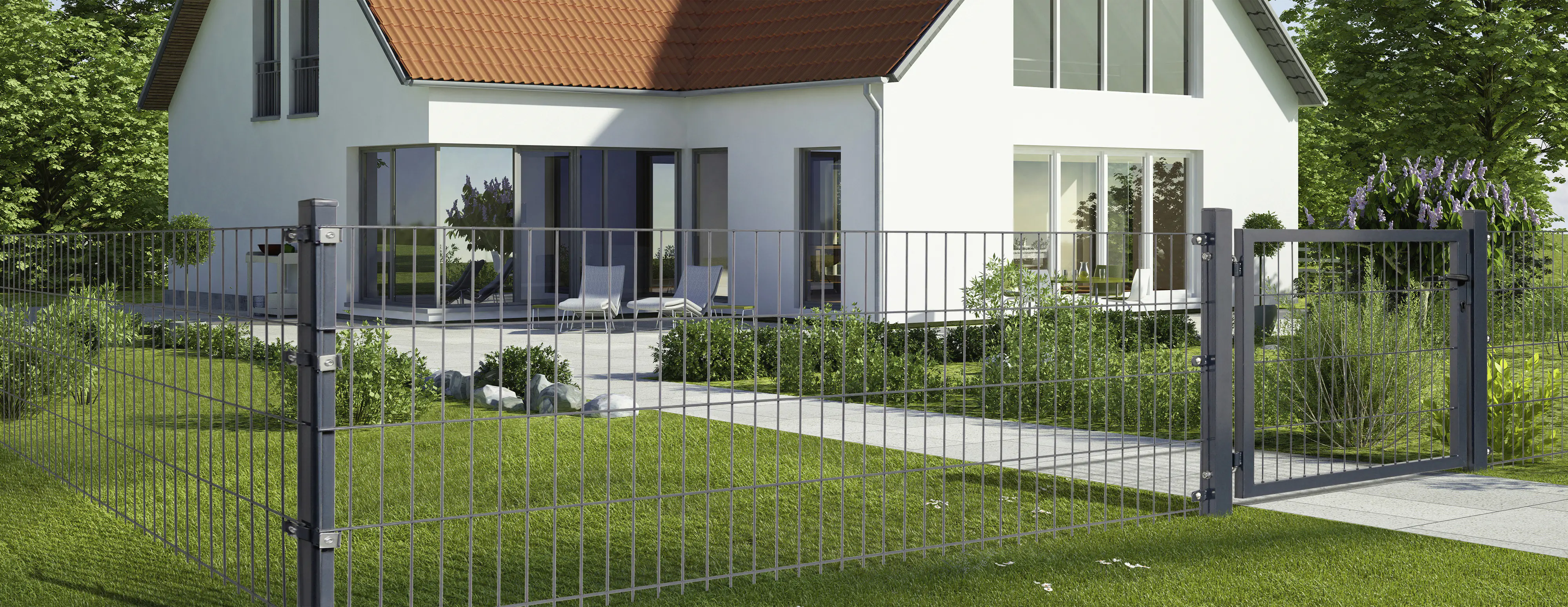 Floraworld Doppelstabmatte-Zaun Comfort 201 x 83 cm anthrazit