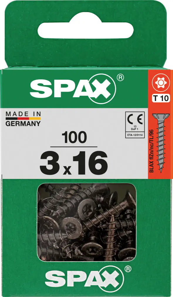 Spax Universalschrauben 3 x 16 mm T10 Vollgewinde - 100 Stk. 