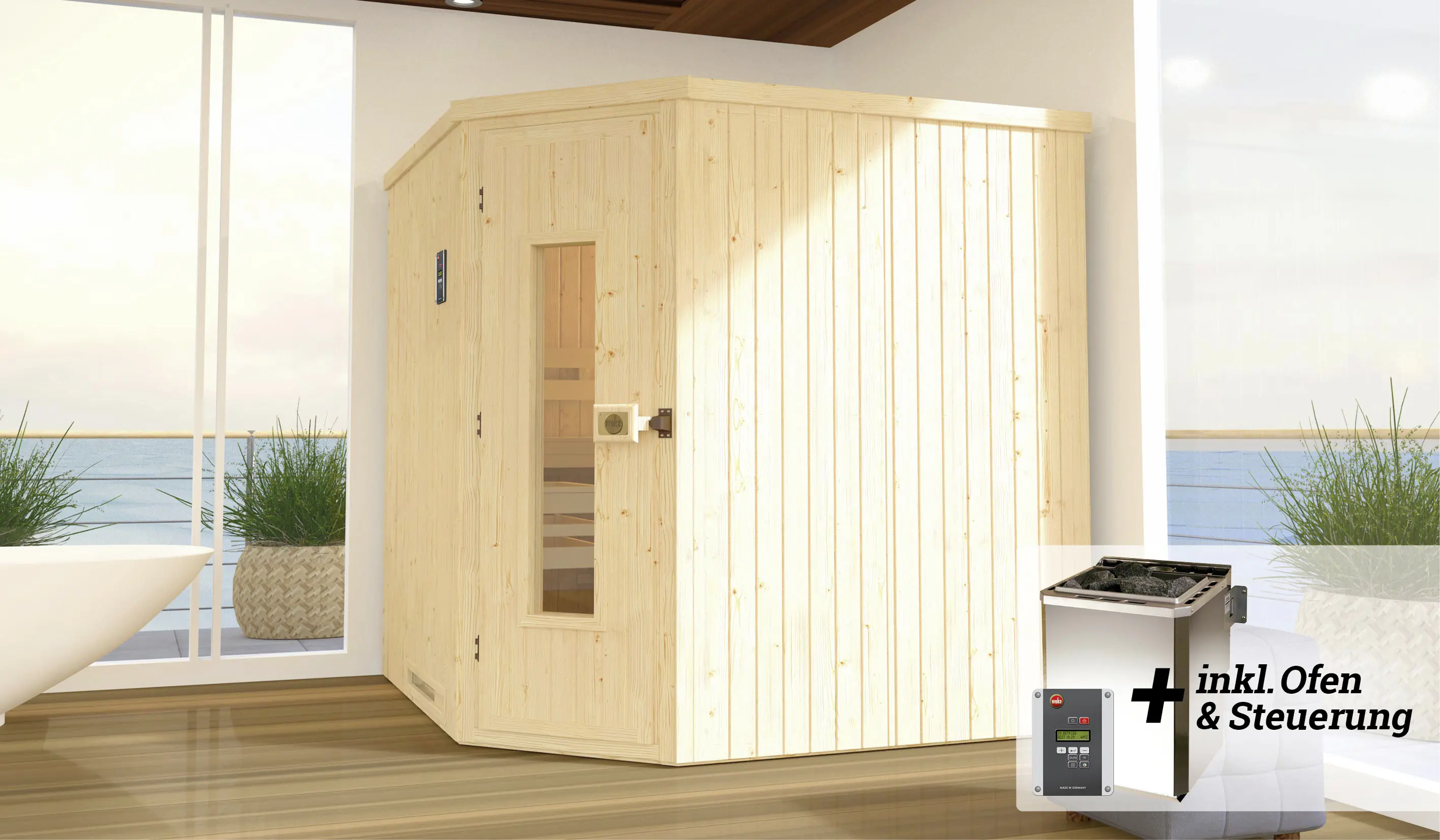 Weka Elementsauna Varberg Gr. 3 Sparset 7,5 kw BioS