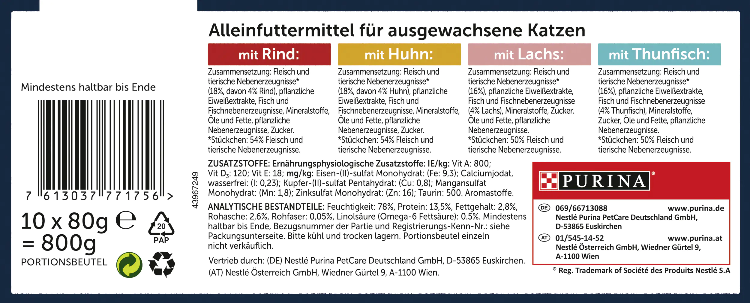 Felix Tasty Shreds Geschmacksvielfalt Mix 10 x 80 g