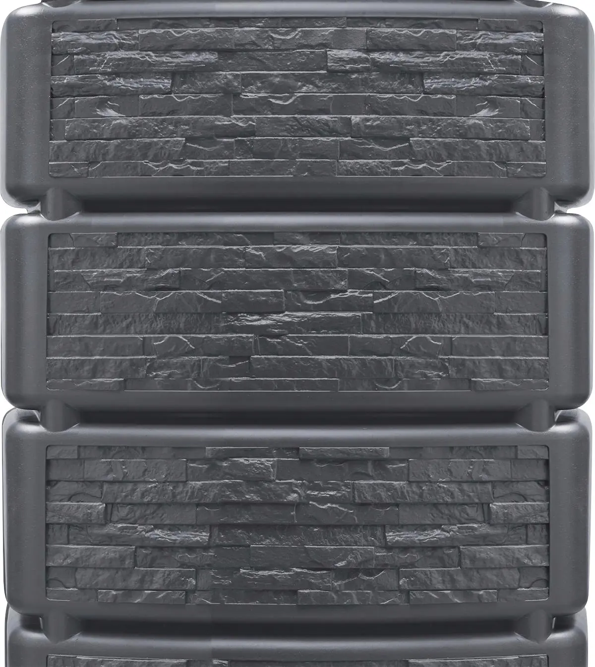 4rain Regentonne-Set Slim Stone Decor inkl. Zubehör Wandtank 1400 L graphitgrau 4 Stück