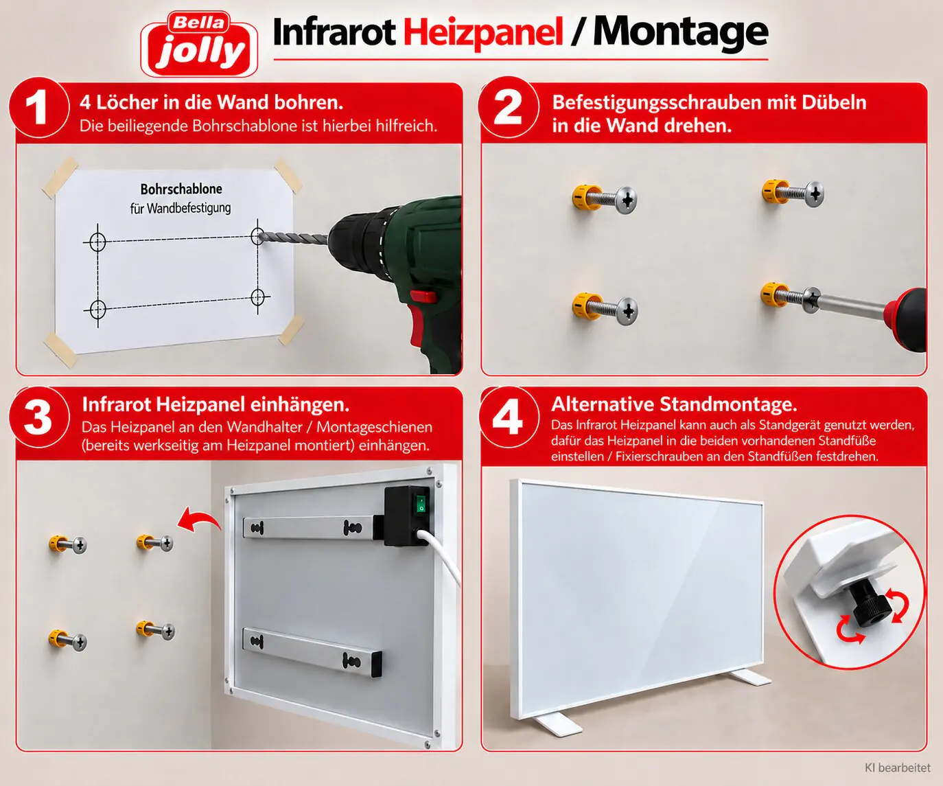 Bella Jolly Infrarotheizkörper ICP909 60x90 cm 600 Watt, weiß