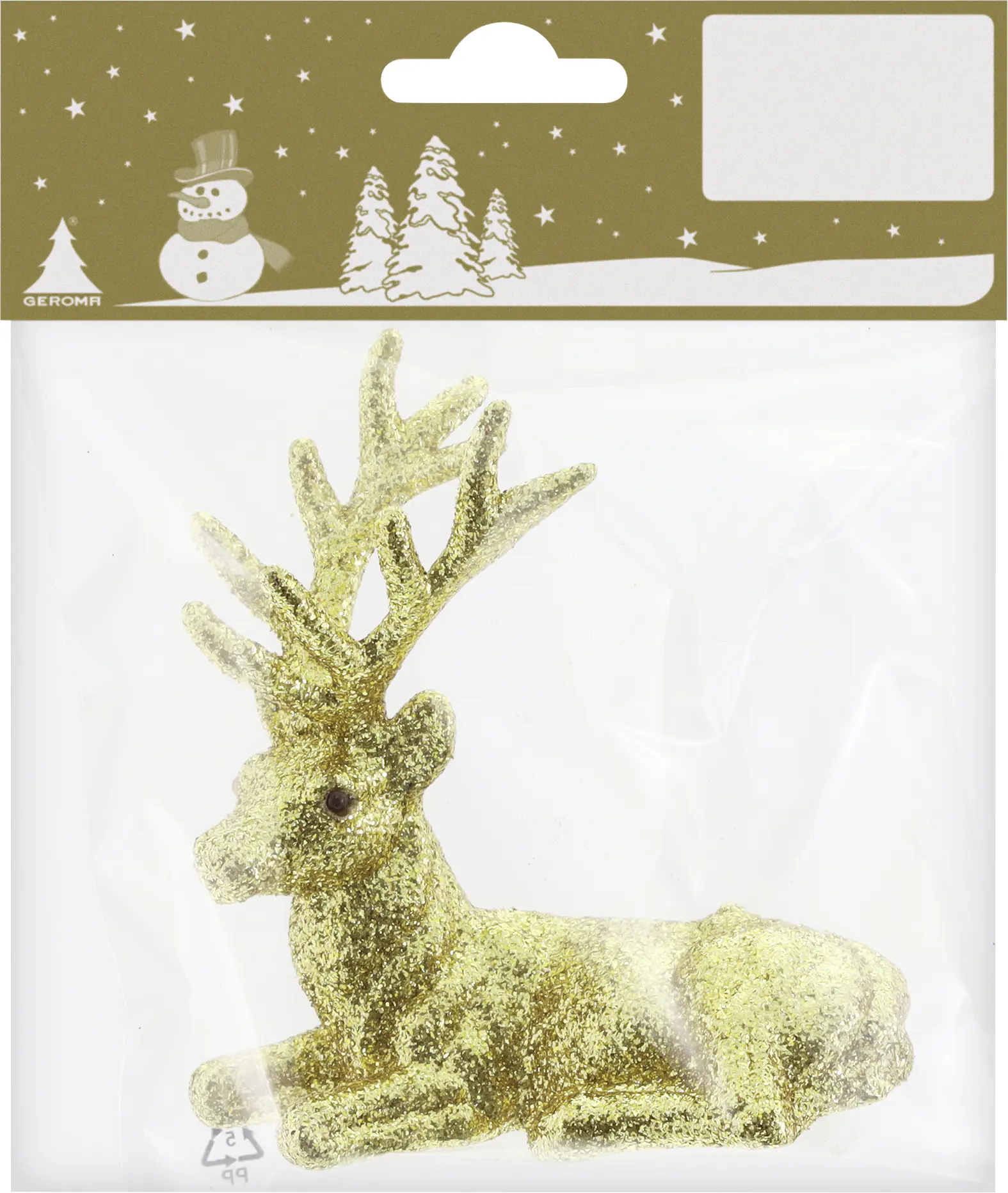 Dekofigur Hirsch mit Glitzer Kunststoff 9 x 10 cm gold 