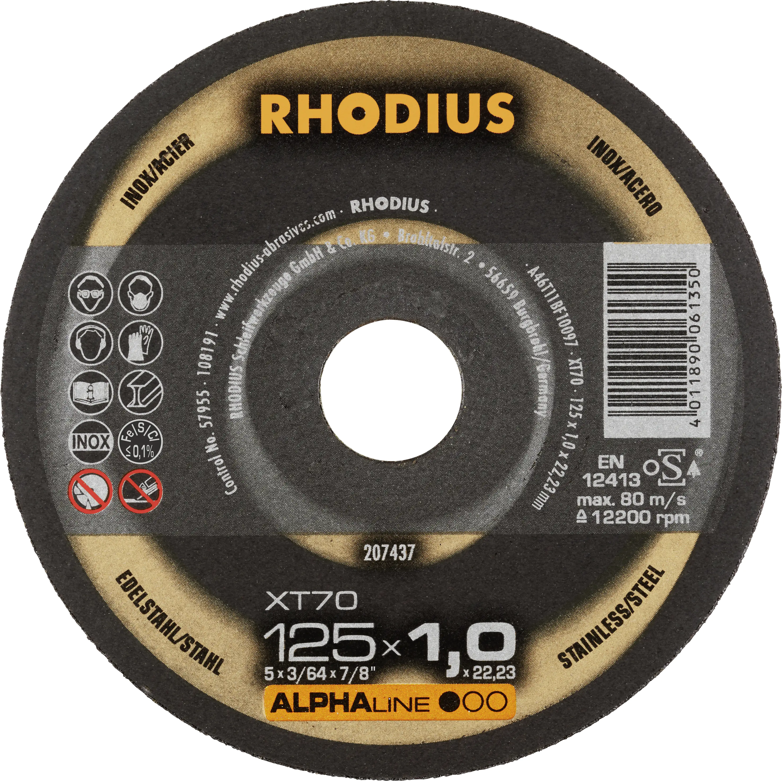 Rhodius Trennscheibe extradünn XT70 Ø 125 mm Bohrung 22,23 mm Rhodius Trennscheibe extradünn XT70 Ø 125 mm Bohrung 22,23 mm