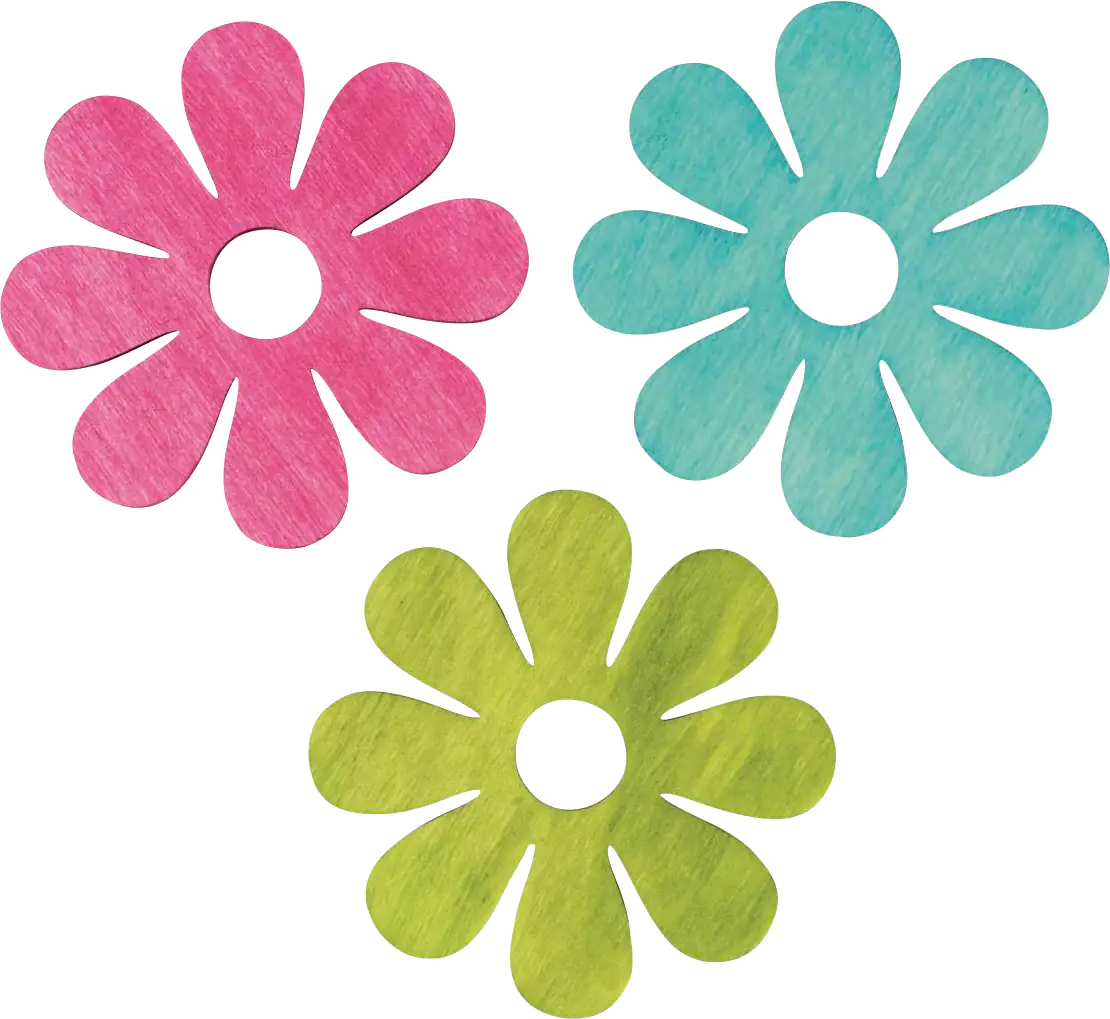 Glorex Blumen Holz bunt gemischt 24 Stück