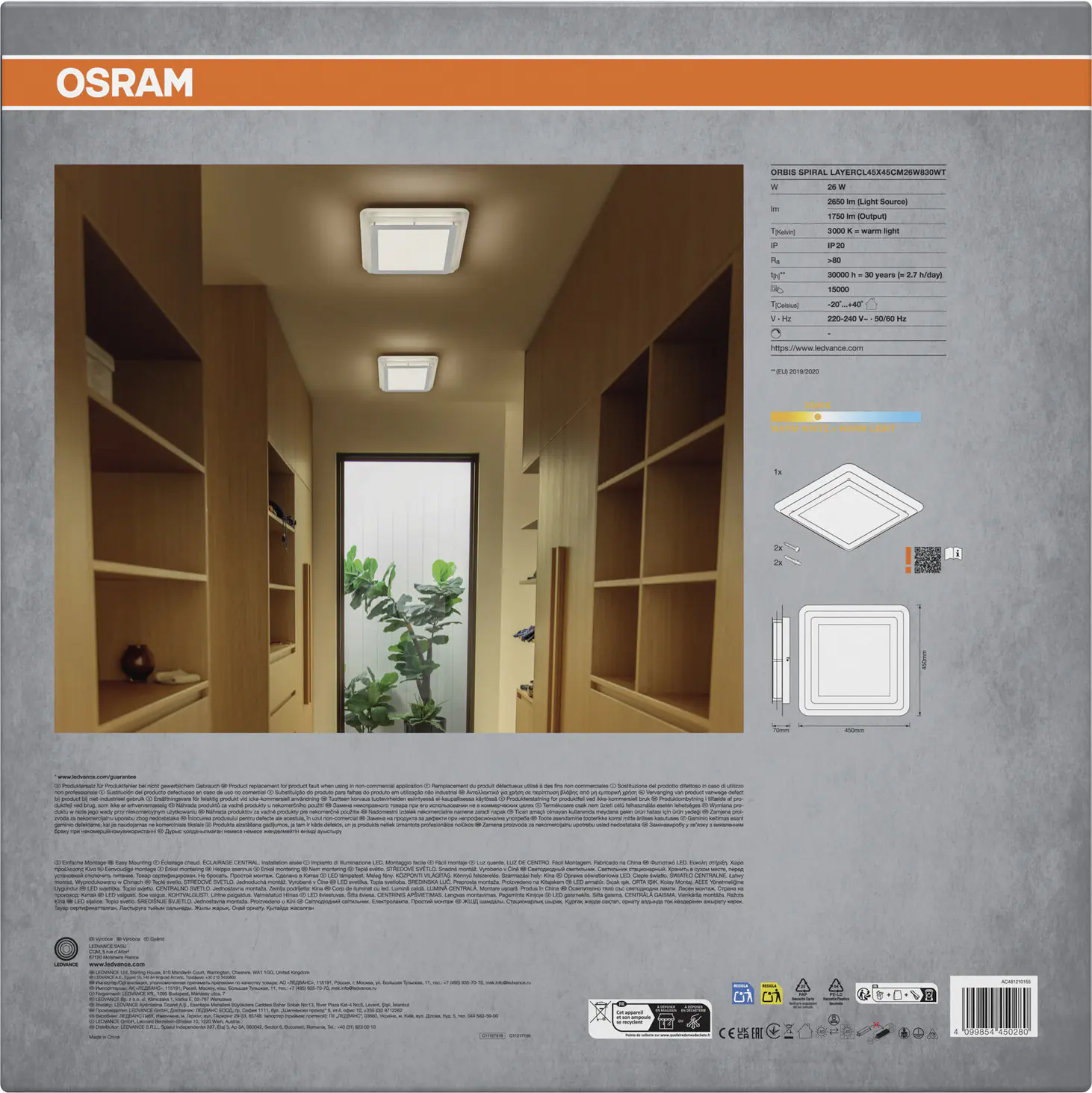 Osram LED Deckenleuchte Orbis Spiral Layer weiß 45 x 45 cm 26 W Osram LED Deckenleuchte Orbis Spiral Layer weiß 45 x 45 cm 26 W