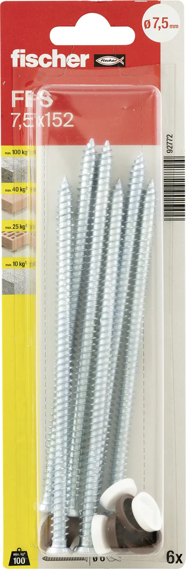 Fischer Fensterrahmenschrauben 7,5 x 152 mm TX30 - 6 Stk.