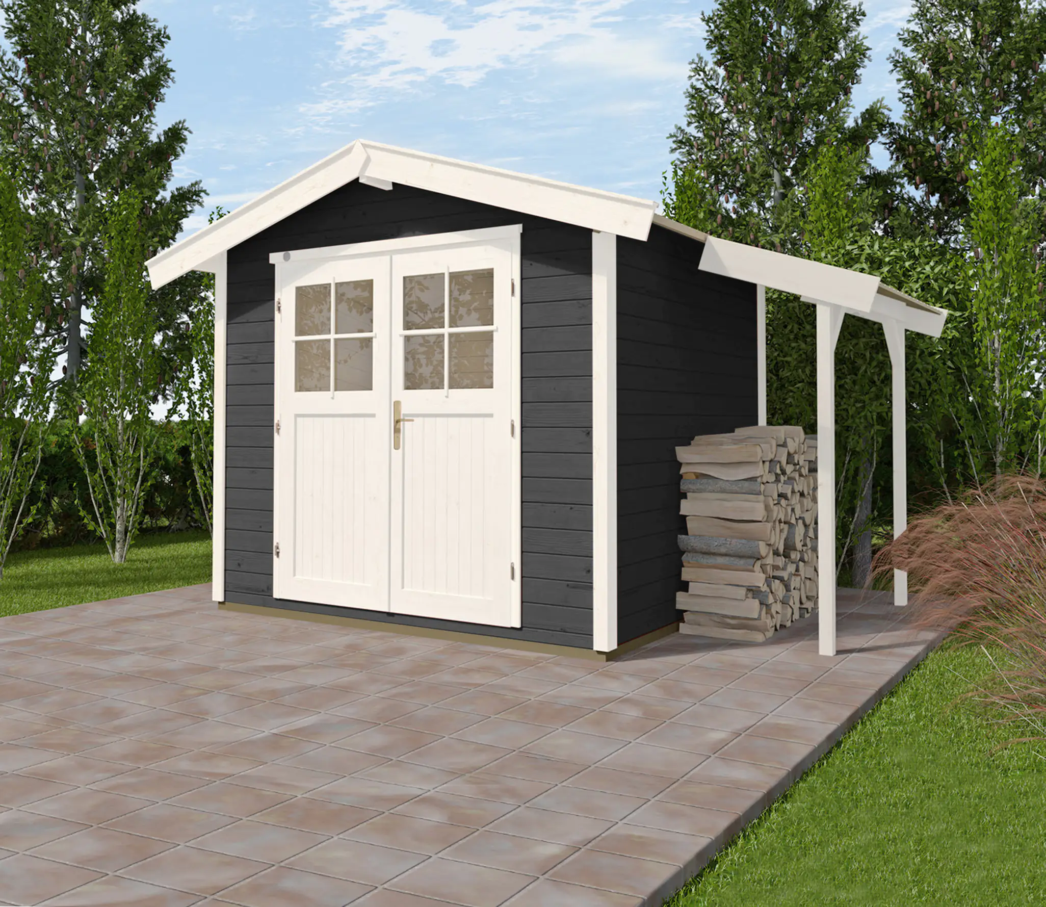Weka Gartenhaus Zoey 296 x 205 cm anthrazit mit Fußboden