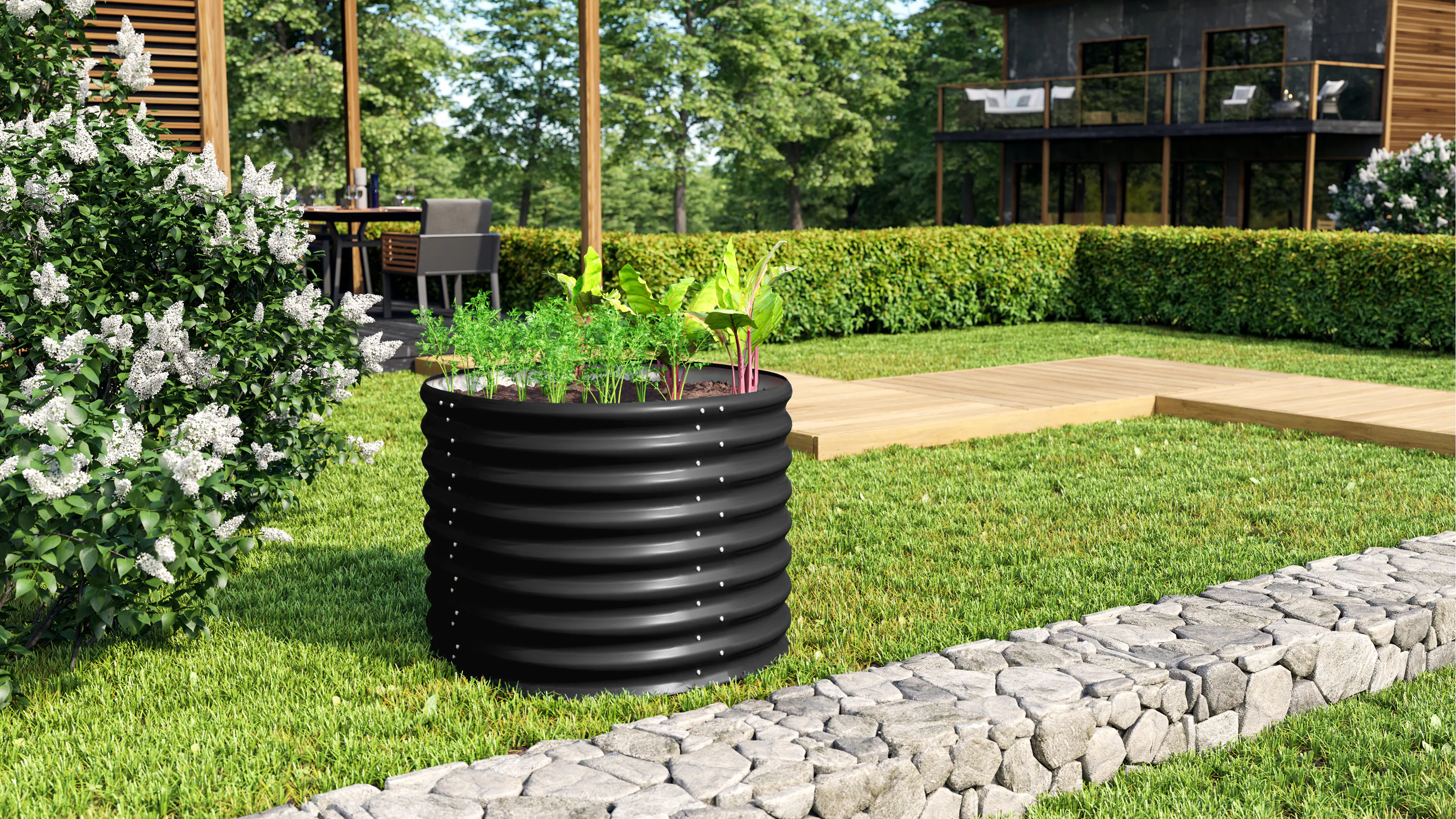 Vitavia Hochbeet Terra Rund 630 82 x 82 x 63 cm schwarz