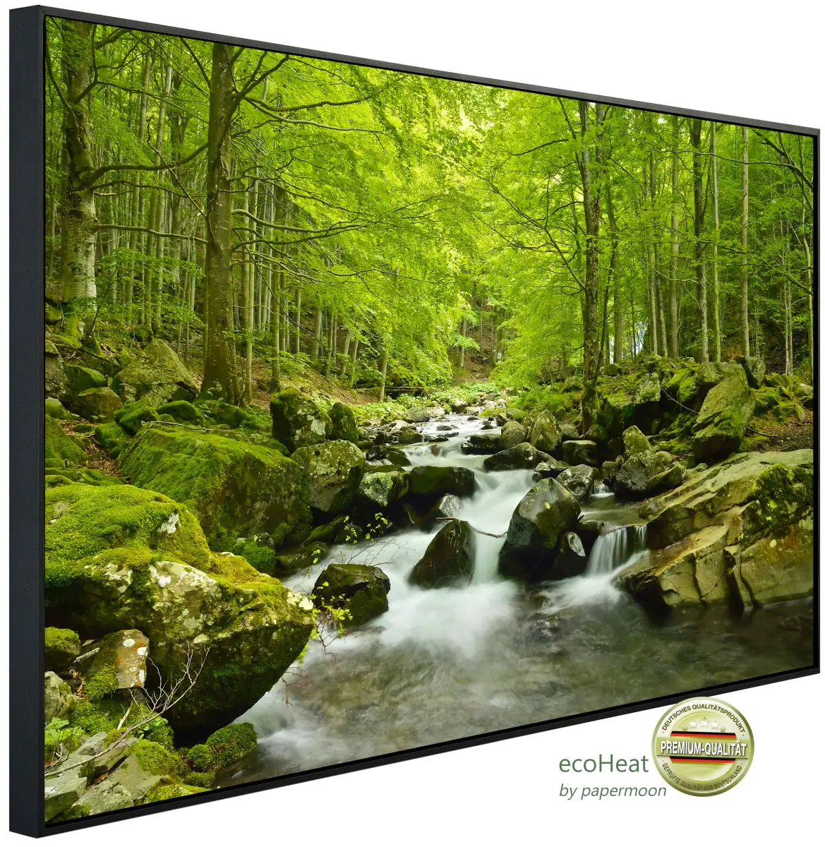 papermoon Infrarotheizkörper EcoHeat 90x120 cm 1200 Watt, Wasserfall Wald