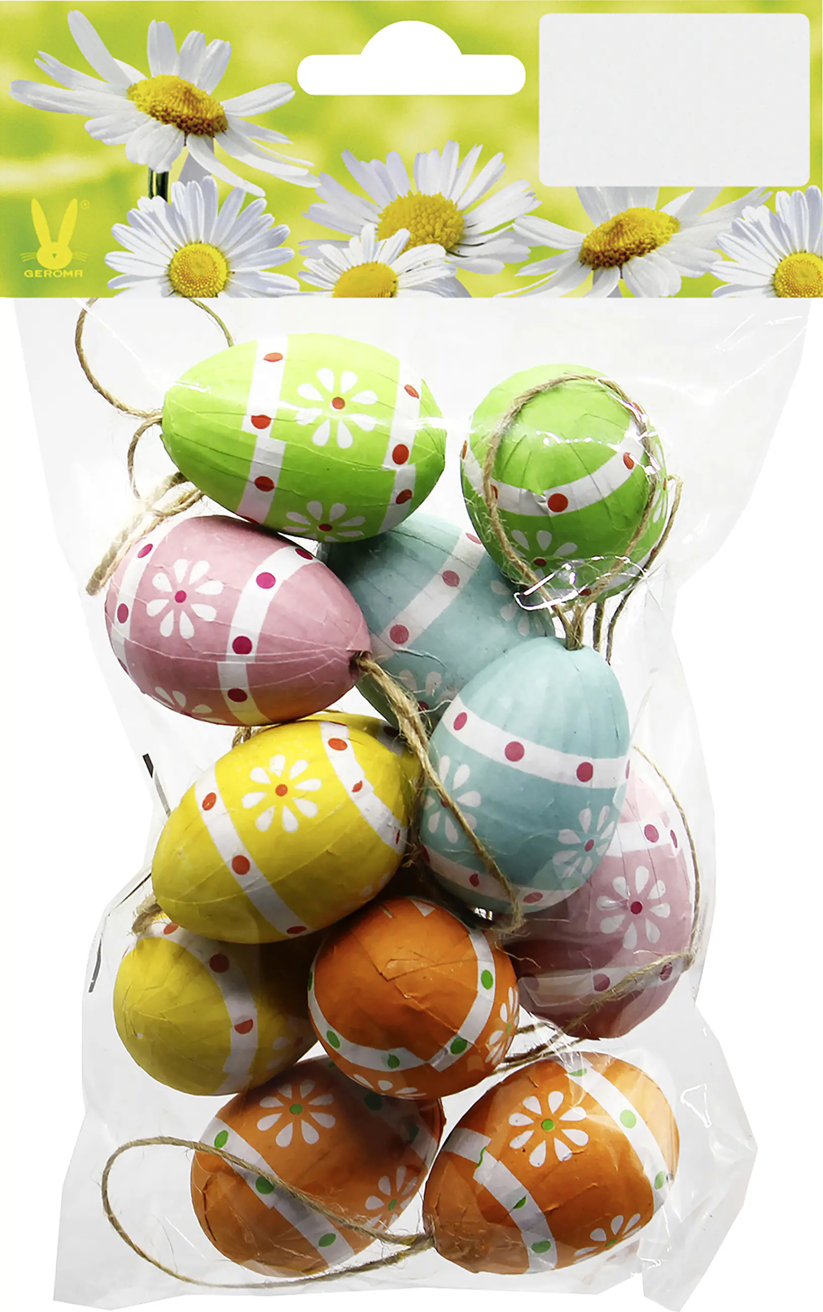 Ostereier Styropor Papier zum Hängen 4 x 3 cm bunt mit Muster 12 Stück