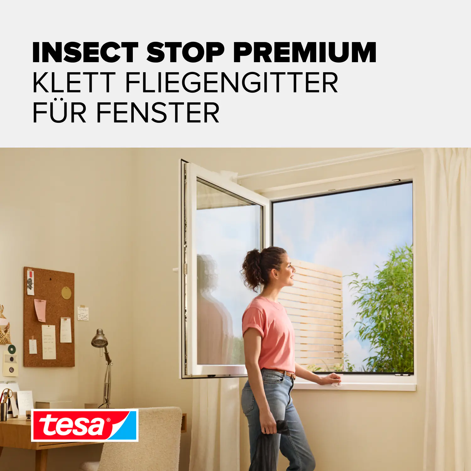 tesa Fliegenschutz-Fenster COMFORT 130 x 130 cm - weiß individuell kürzbar