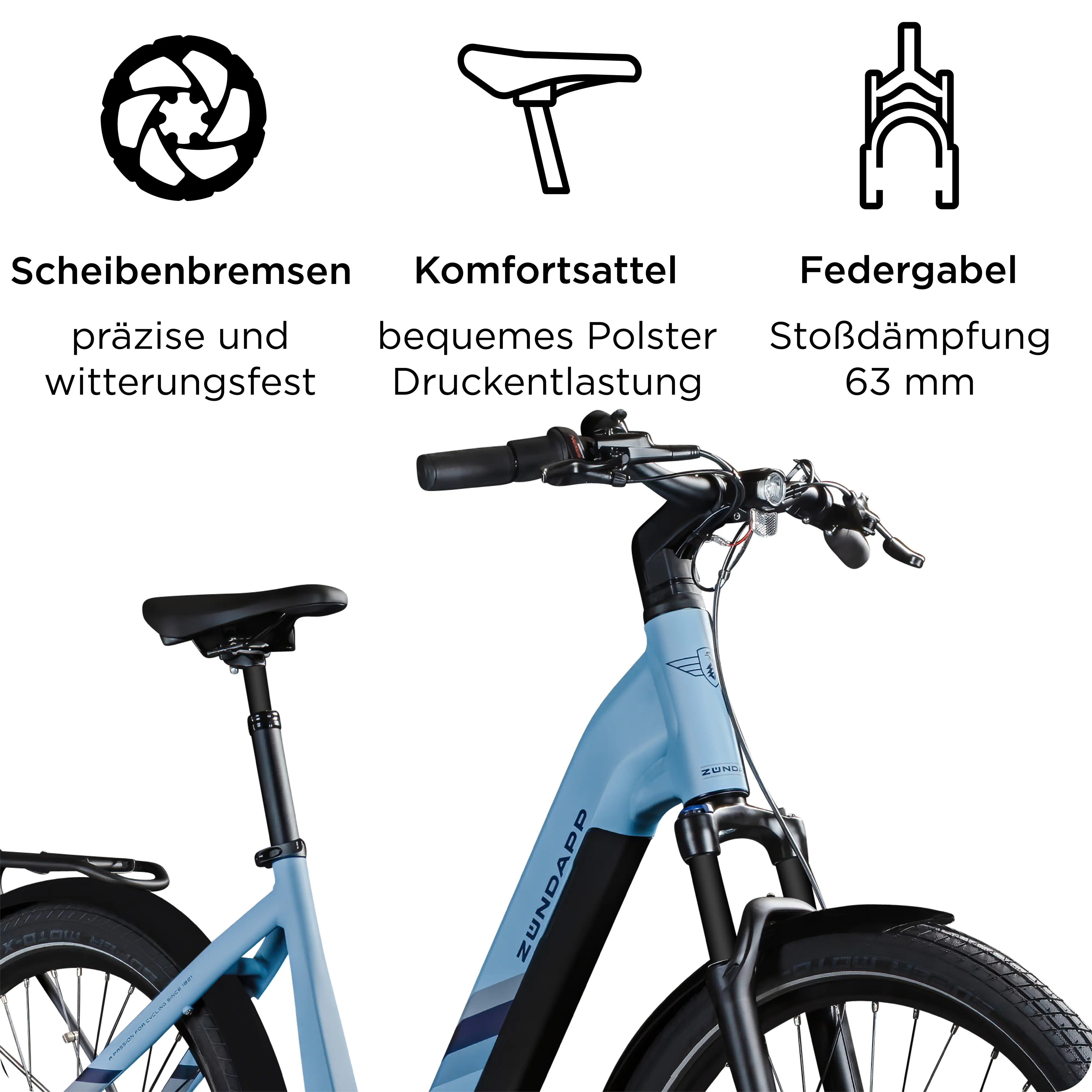 Zündapp E-Bike City X800 27,5 Zoll 7-Gang 550 Wh pastellblau 