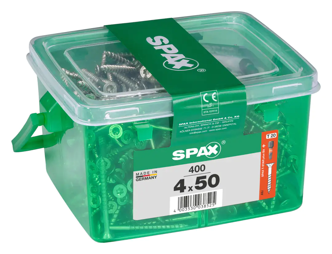 Spax Universalschrauben 4.0 x 50 mm TX 20 Senkkopf - 400 Stk. Spax Universalschrauben 4.0 x 50 mm TX 20 Senkkopf - 400 Stk.