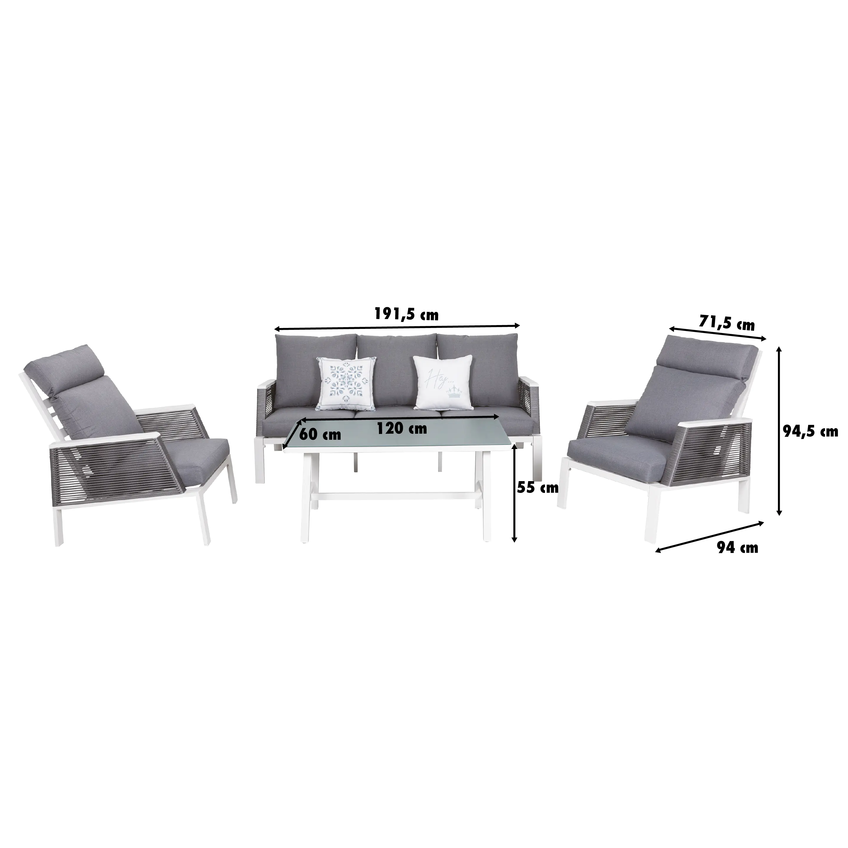 Primaster Lounge Set Cervia Inkl. Sitz-, Rücken- und Zierkissen