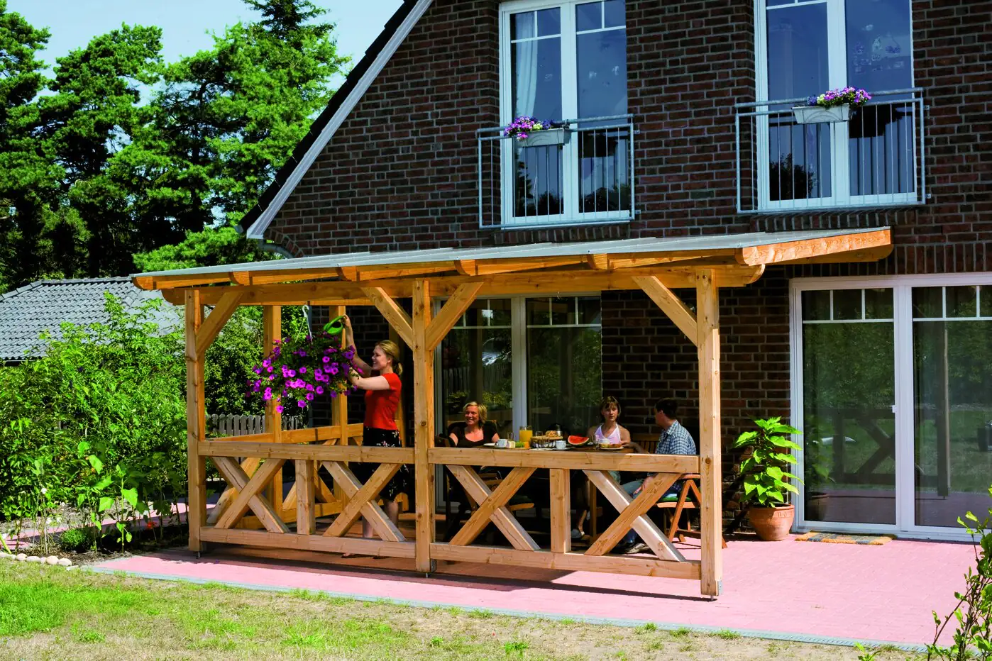 SKAN HOLZ Seitenwand Andreaskreuz 255 x 210 cm Douglasie