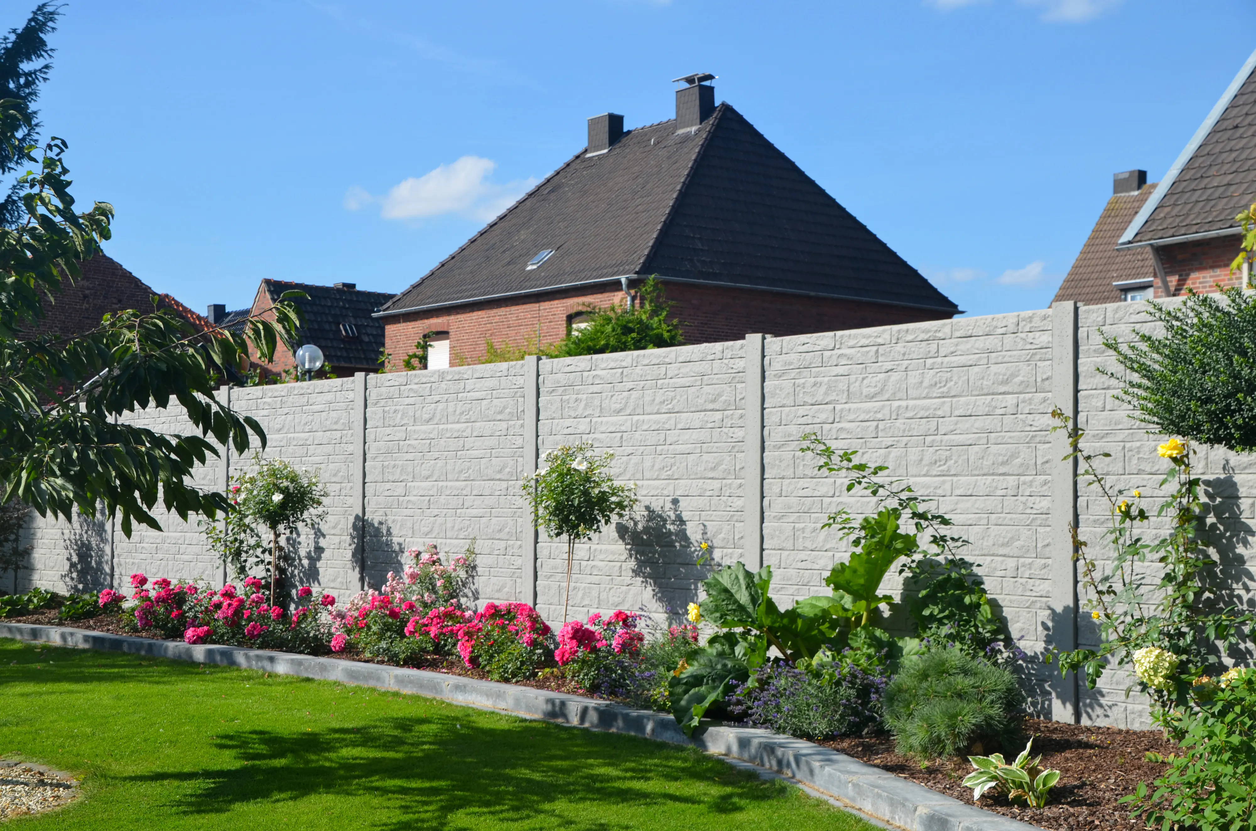 Betonzaun Erweiterungsset Fels S-Motiv mit Zwischenpfosten 193 cm 