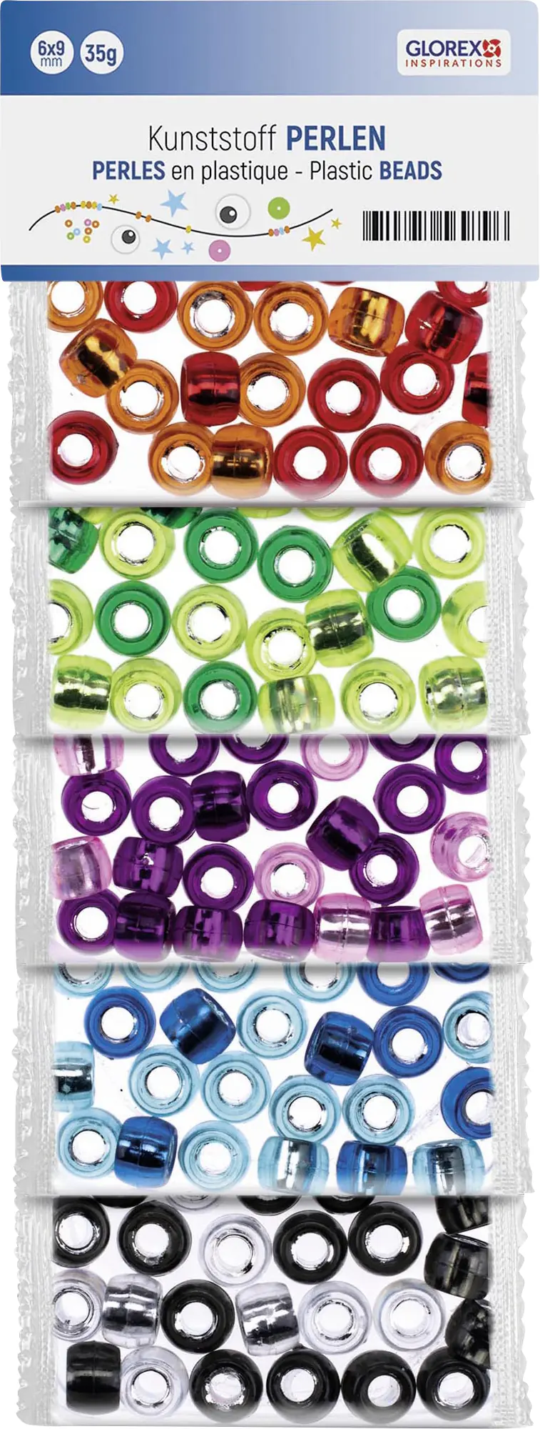 Glorex Kunststoff Perlen Silbereinzug 25 g, 6 x 9 mm