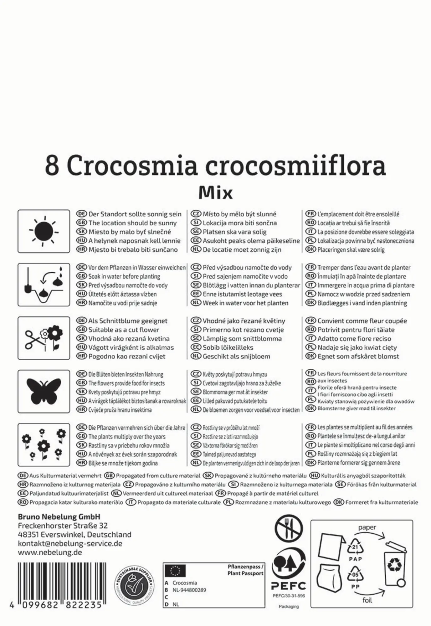 Kiepenkerl Frühjahrsblumenzwiebel Crocosmia kleinblumige Mischung 8 Stück