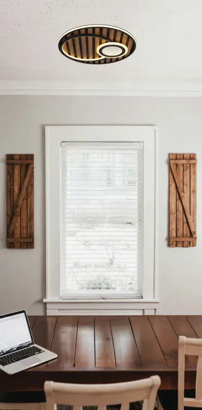 Globo Deckenleuchte Woody Ø 50 x 8 cm schwarz warmweiß