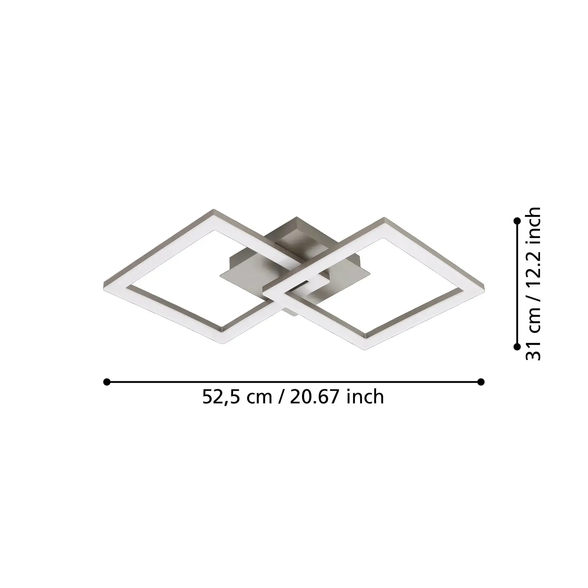 Eglo LED Deckenleuchte Huerta nickel-matt 52,5 x 31 cm warmweiß