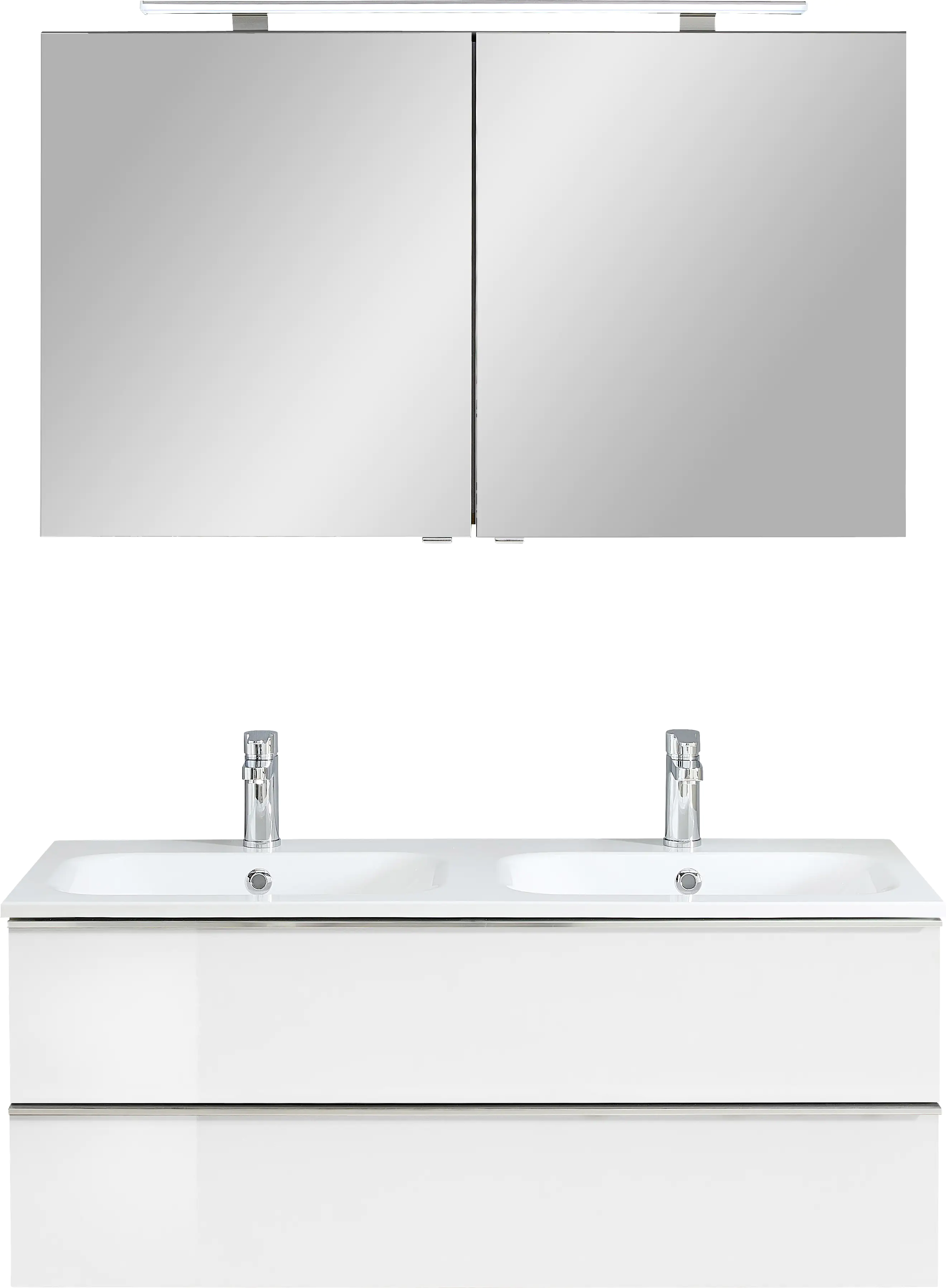 Primaster Bad-Set Düsseldorf weiß 121 cm LED-Leuchten, Mineralgusswaschtisch