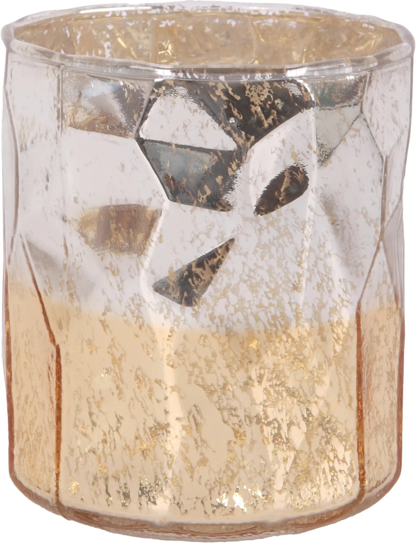 Windlicht Glas Ø 10 x 12 cm gold weiß