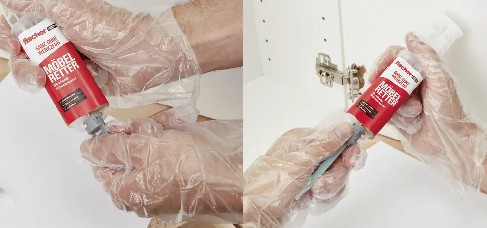 Fischer Möbelretter Die schnelle Reparaturmasse. Fischer Möbelretter Die schnelle Reparaturmasse.