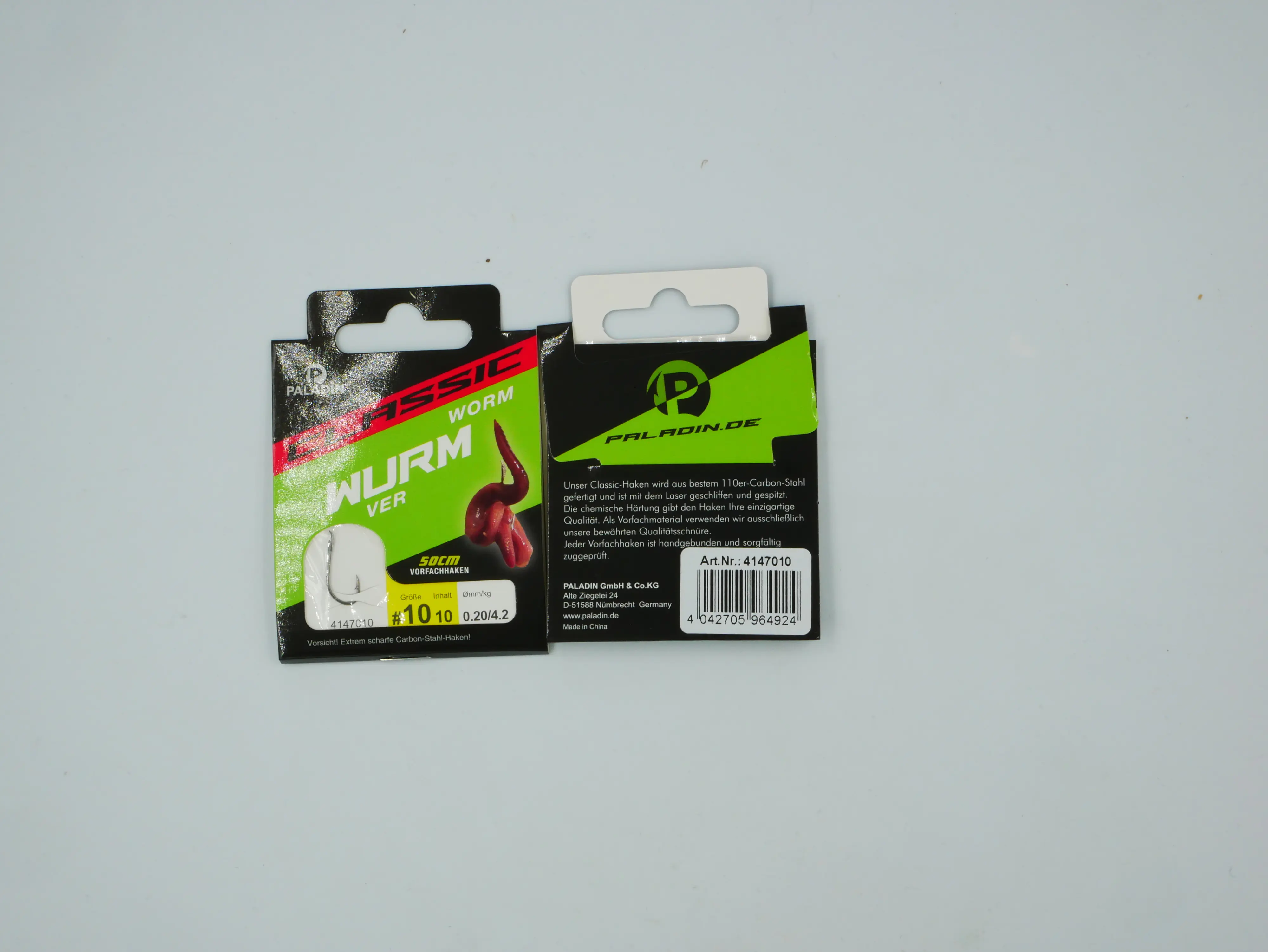 Paladin Wurmhaken gebunden Größe 10 50 cm 10 Stück gunsmoke