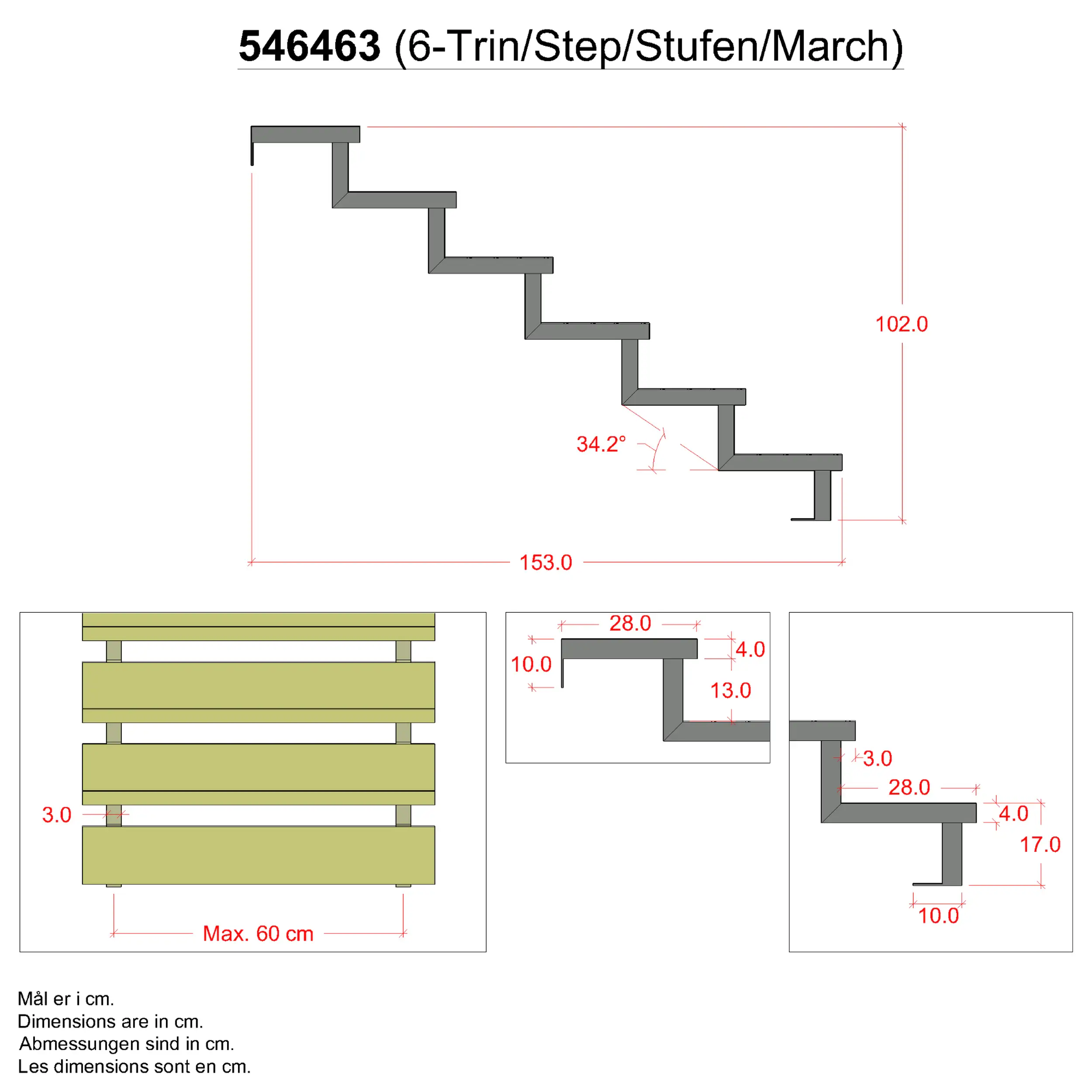 Plus Stahltreppenwange verzinkt 17 cm Stufenhöhe mit Beschlag